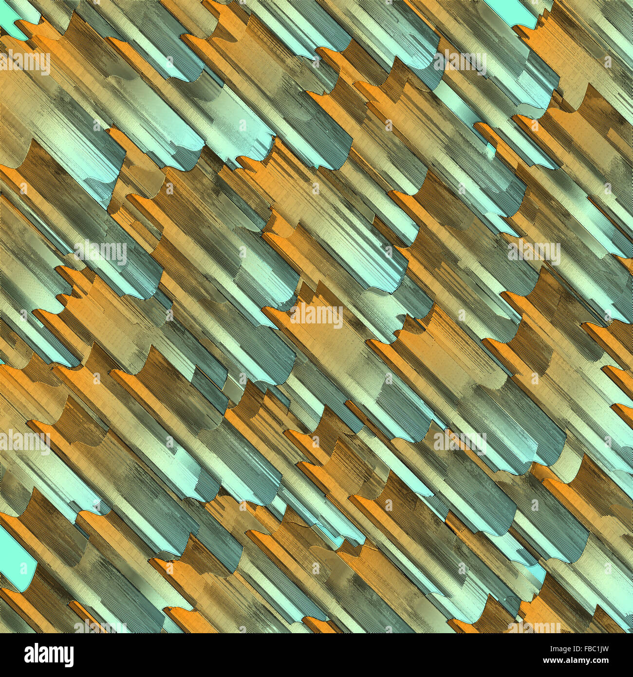 Abstrakte digitale Kunst mit feinen Details in rostigen metallische Farben, mit Bezier-Kurven gemacht. Algorithmische digitale Kunst. Stockfoto