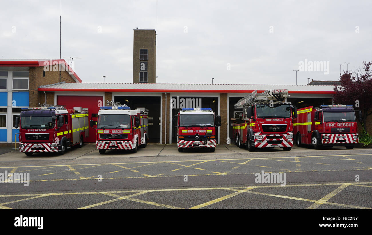 Devon & Somerset Feuerwache Lineup in Yeovil, Somerset Stockfoto