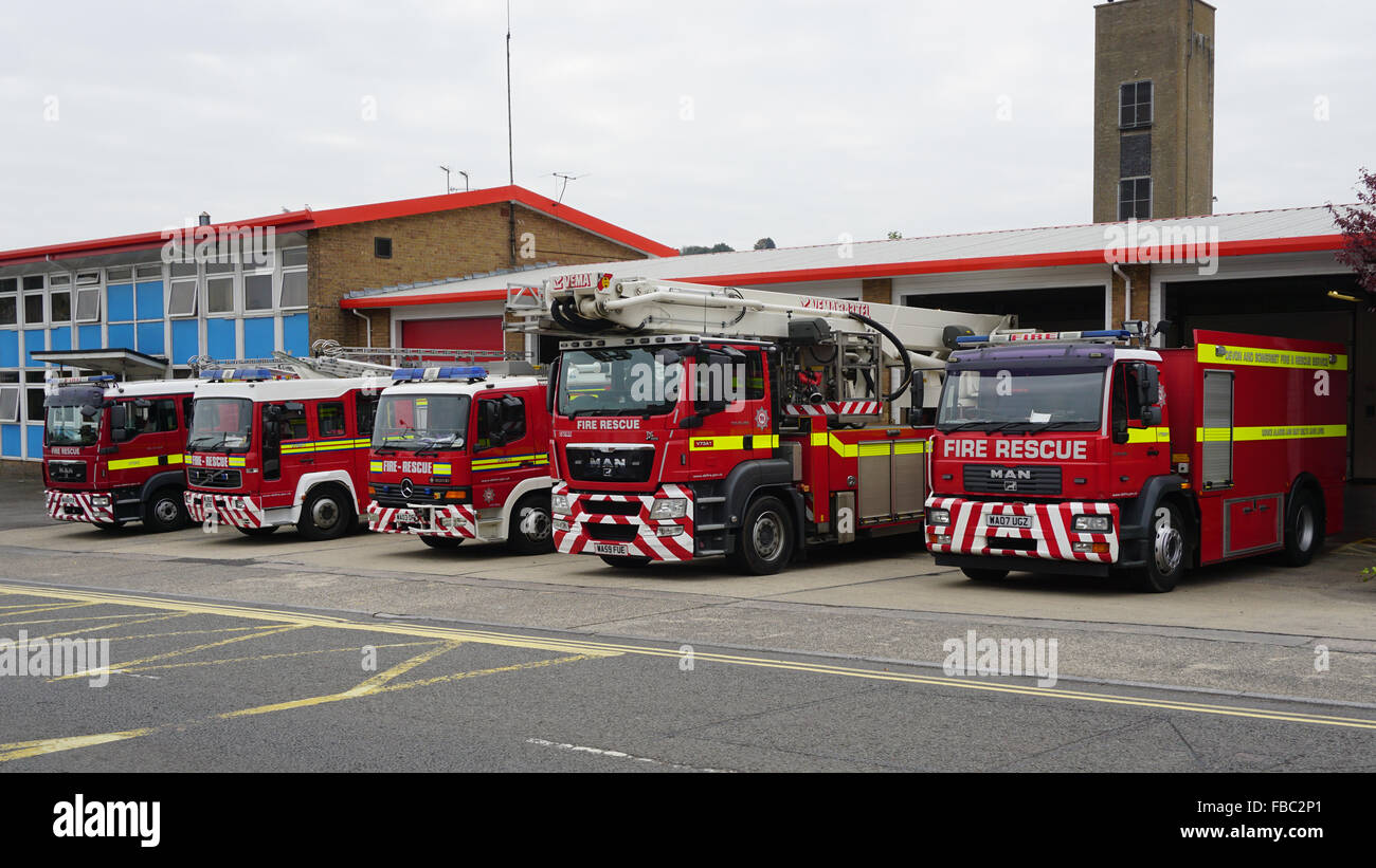 Devon & Somerset Feuerwache Lineup in Yeovil, Somerset Stockfoto