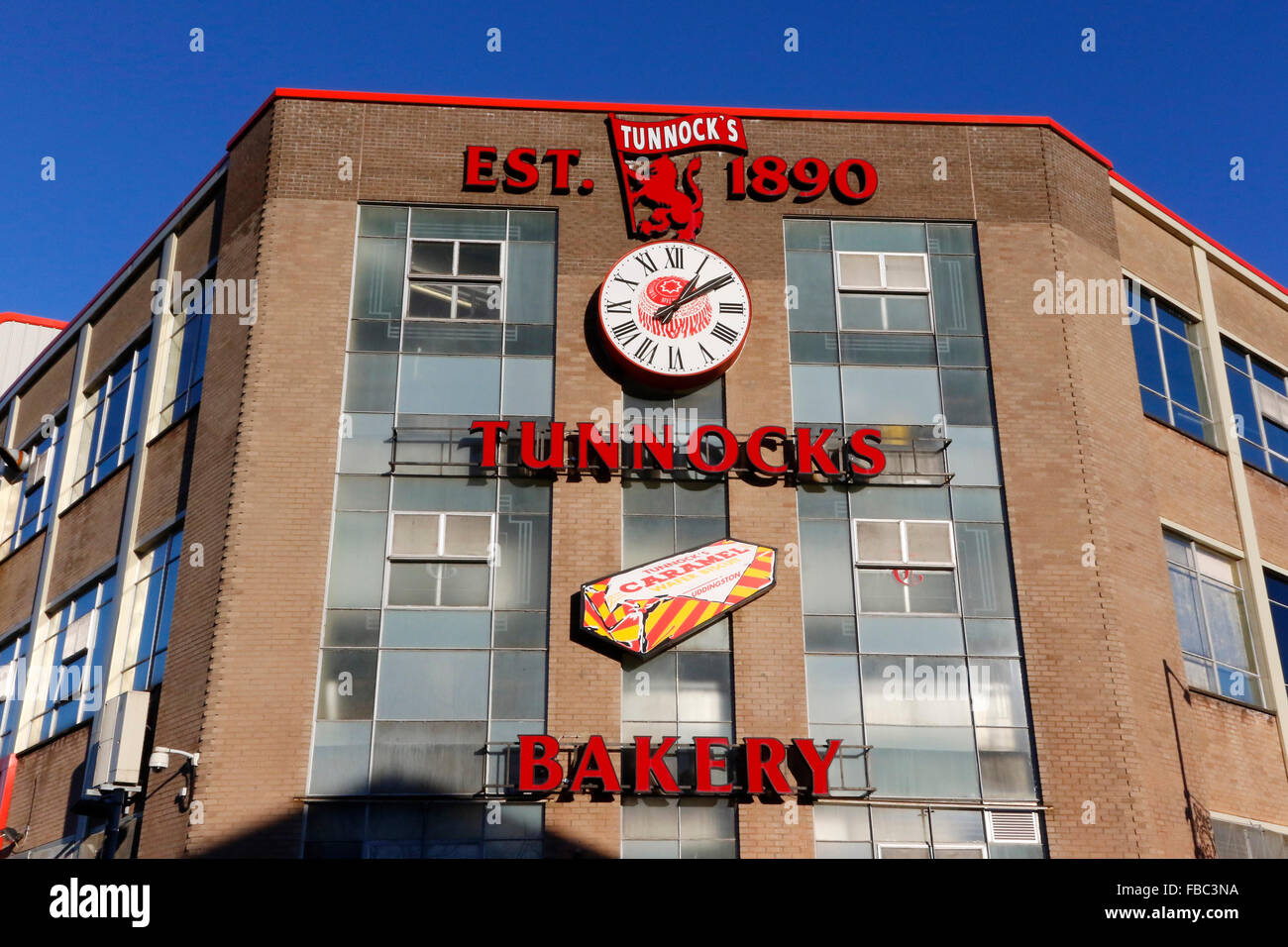 UDDINGSTON, UK. 14. Januar 2016. Die nationalistische Gruppe "Schottische Widerstand" eine Demonstration vor der Tunnocks Uddingston Fabrik in der Nähe von Glasgow nach zeigen ihren Unmut bei den berühmten Teekuchen hergestellt, jetzt als "British" und die Beseitigung von Lion Rampant aus dem Wrapper gebrandmarkt. "Schottische Widerstand" behaupten dies ist pro-Gewerkschafter und anti-schottischen verschieben, indem der Keks Unternehmen. Eine Anzahl von Menschen als Zähler Demonstration zur Unterstützung der Tunnocks aufgedreht und aßen Kuchen und Zwischenrufe. Bildnachweis: Findlay/Alamy Live-Nachrichten Stockfoto