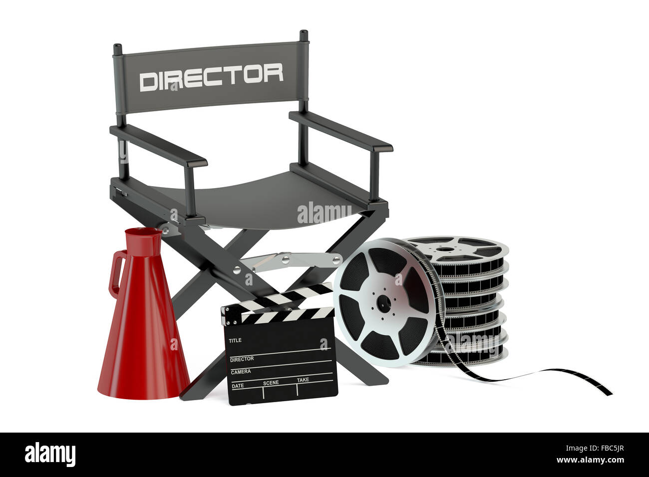Film, Kino und Produktion Konzept isoliert auf weißem Hintergrund Stockfoto