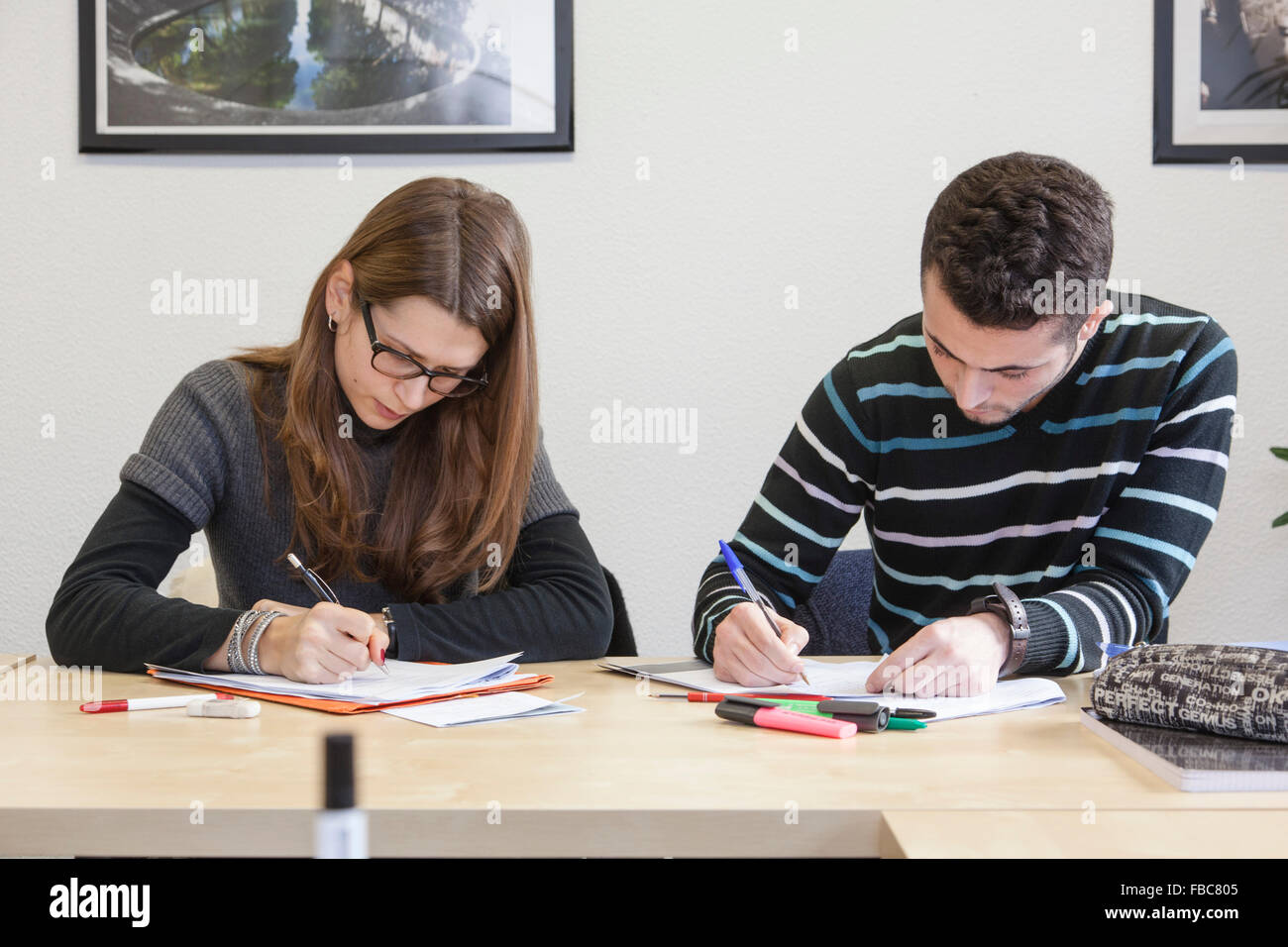 Sprachkurs in einer Sprachschule. Stockfoto