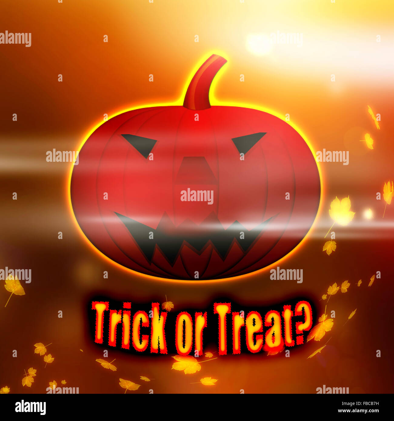 Trick or Treat Halloween gruselig brennen Kürbis auf Herbst Hintergrund Stockfoto