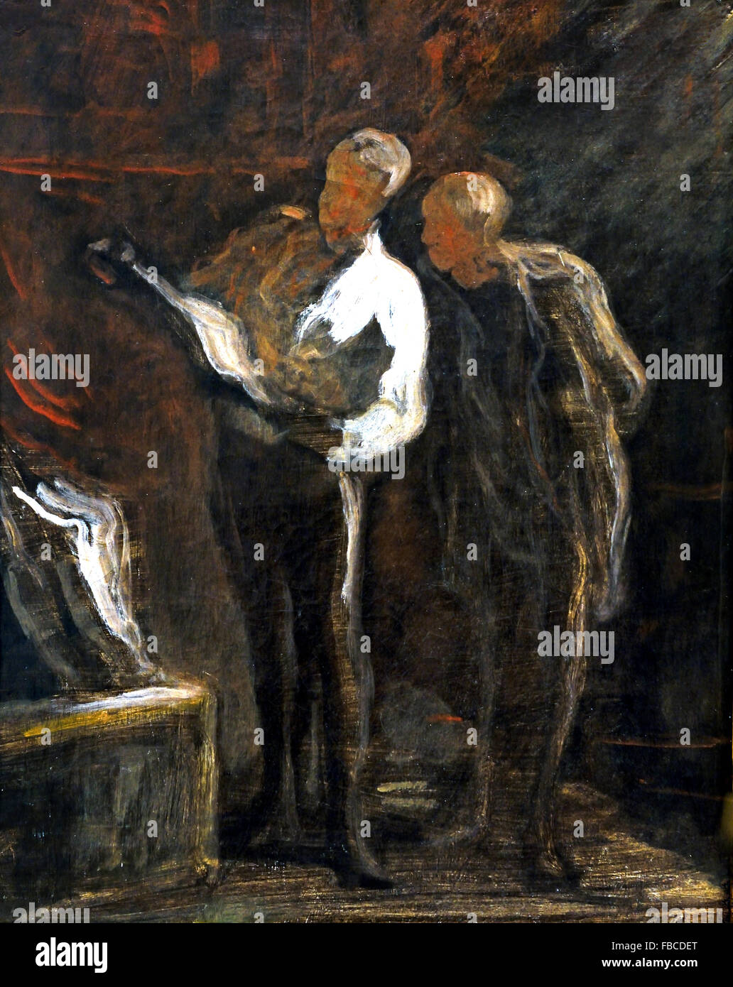 Einsammeln von Gravuren 1870 Honore Daumier 1808-1879 ( Honoré-Victorin Daumier war ein französischer Maler, Bildhauer und Druckmacher, dessen viele Werke Kommentare über das gesellschaftliche und politische Leben in Frankreich bieten ) Stockfoto