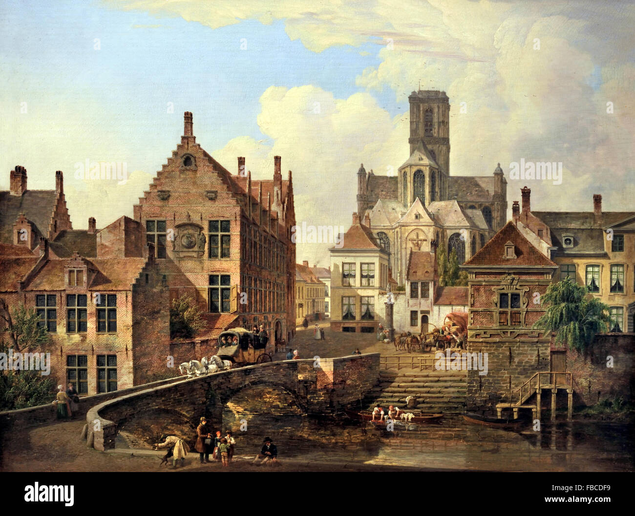 St. Bavo-Kathedrale und die Reep in 1831 Pierre Francois de Noter 1779-1842 flämischen belgischen Gent Stockfoto