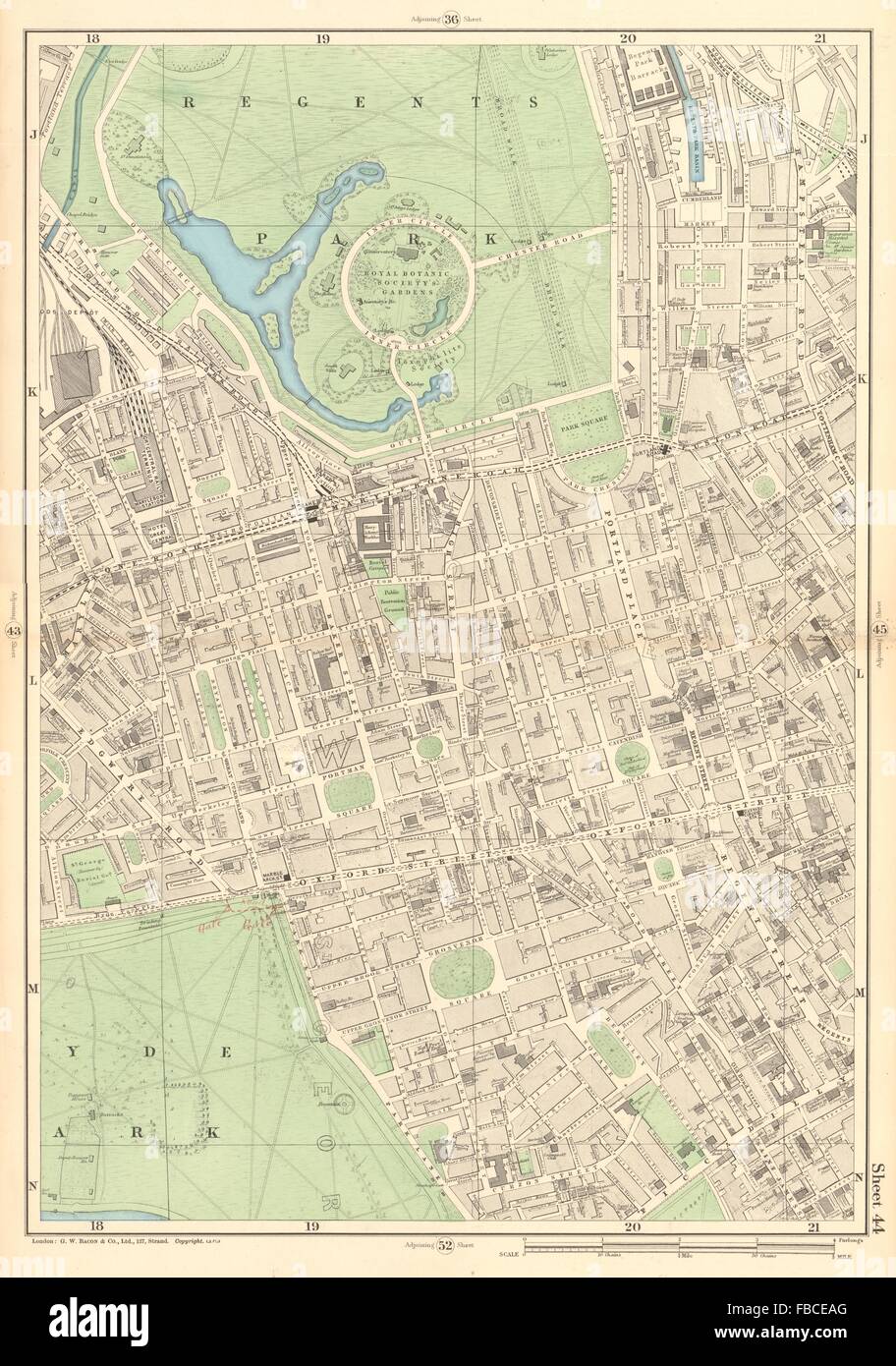 MAYFAIR MARYLEBONE Regents Park Fitzrovia Bayswater Soho Hyde Park, 1903 Karte Stockfoto