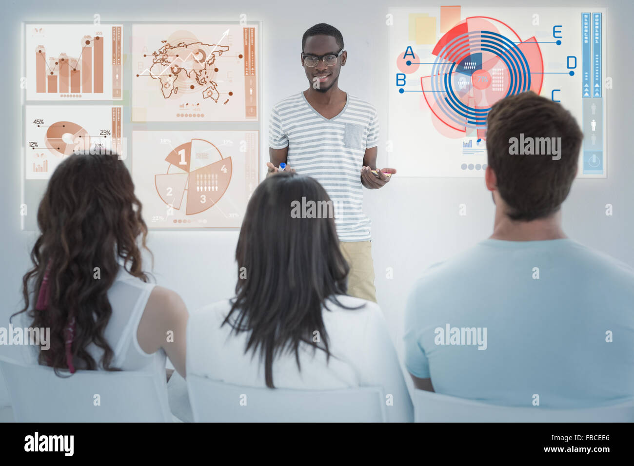 Zusammengesetztes Bild der globalen Business-Schnittstelle Stockfoto