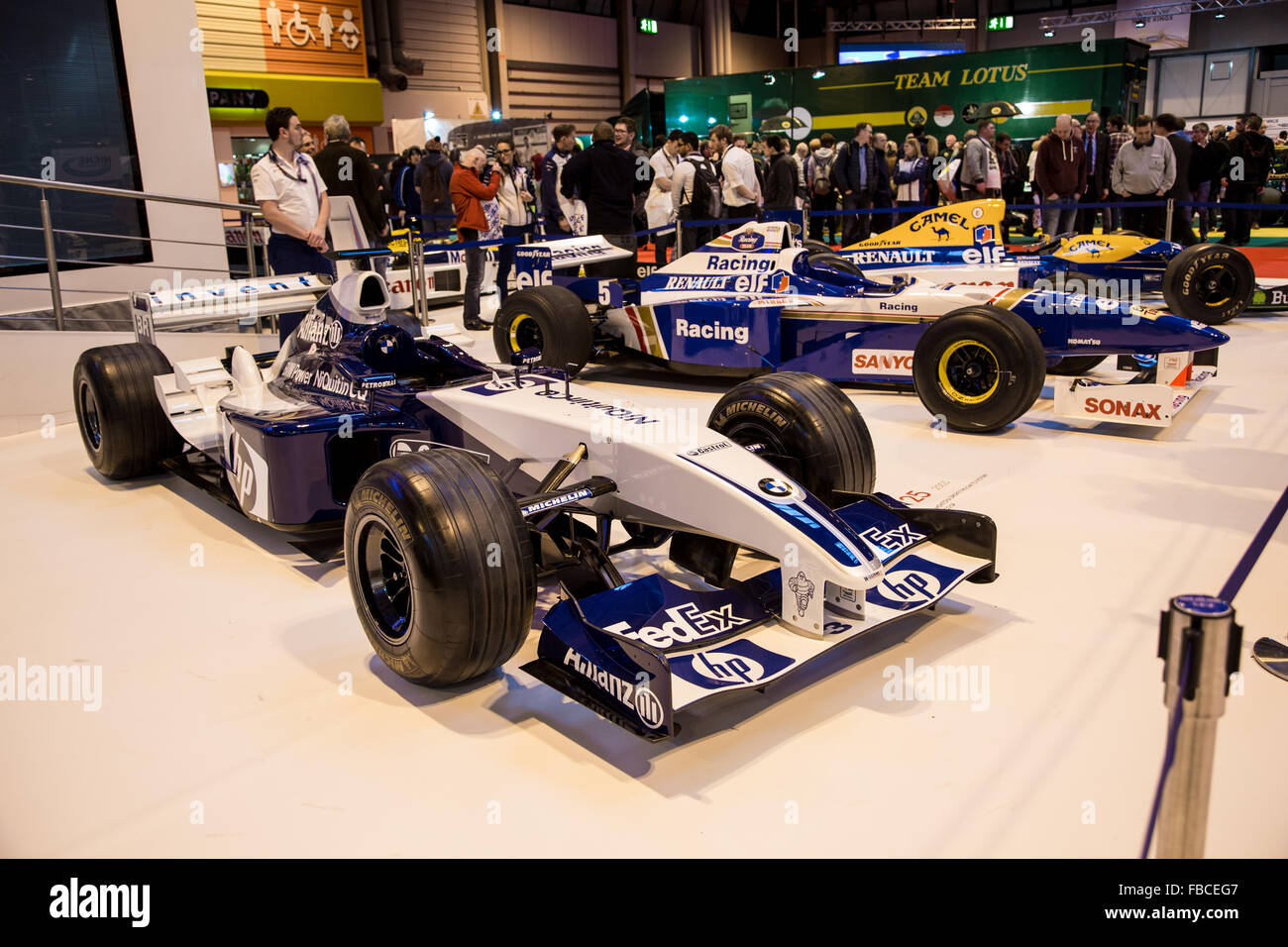 Birmingham, Vereinigtes Königreich. 14. Januar 2016. Williams F1 Anzeige bei Autosport vergangenen und gegenwärtigen F1 Autos Credit: Steven Reh/Alamy Live News Stockfoto