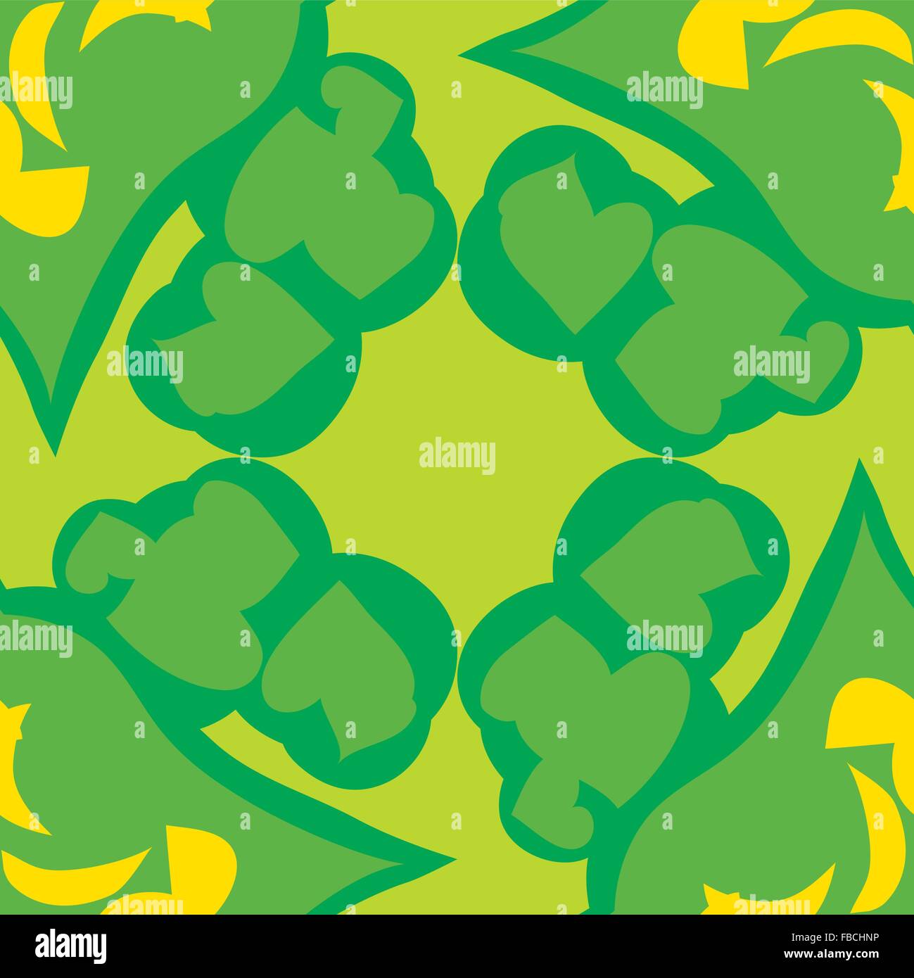 Fliesen Muster aus grünen nahtlose Formen mit gelben Spitzen Stock Vektor