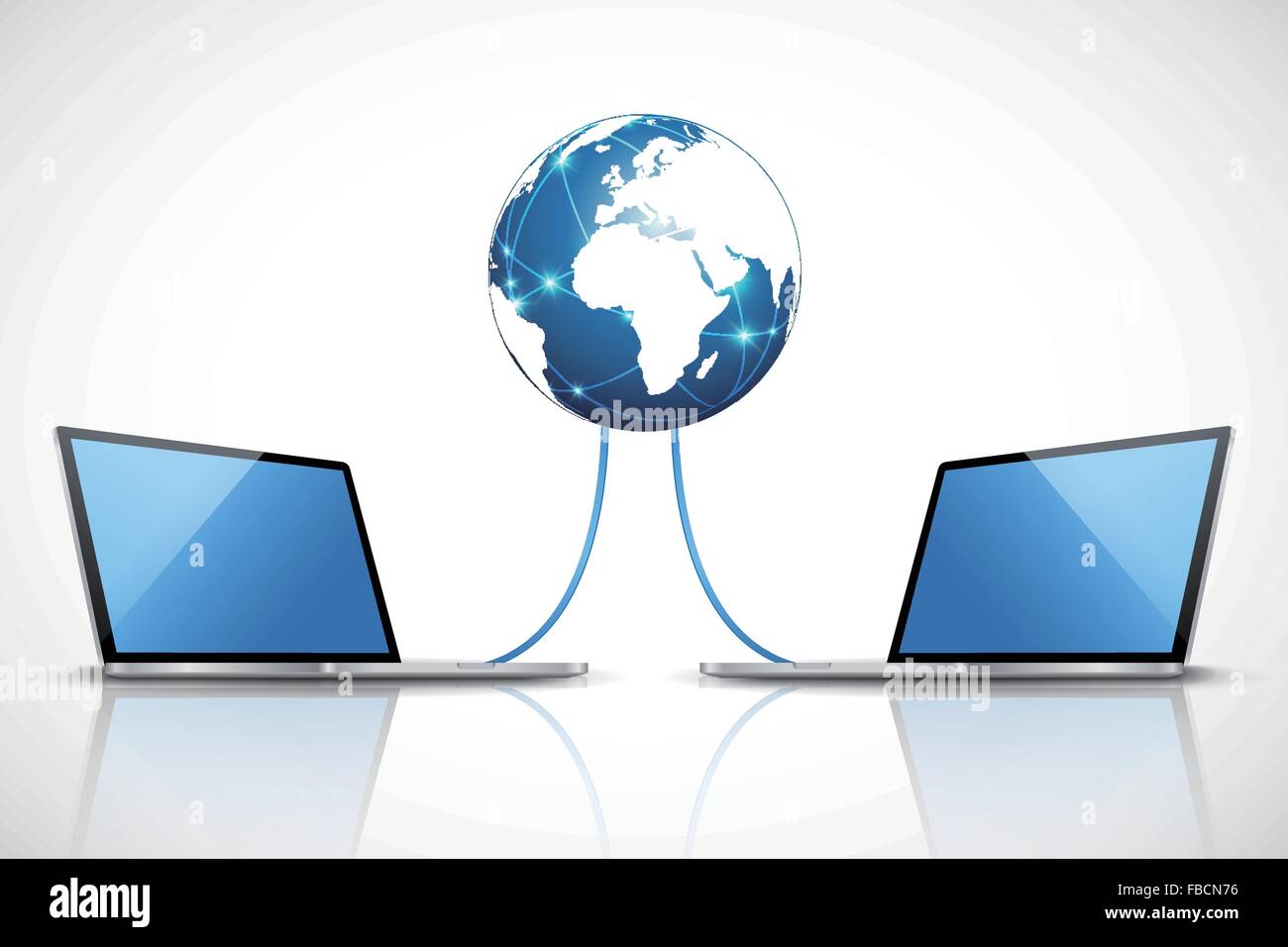 Laptops mit dem Internet verbunden Stock Vektor