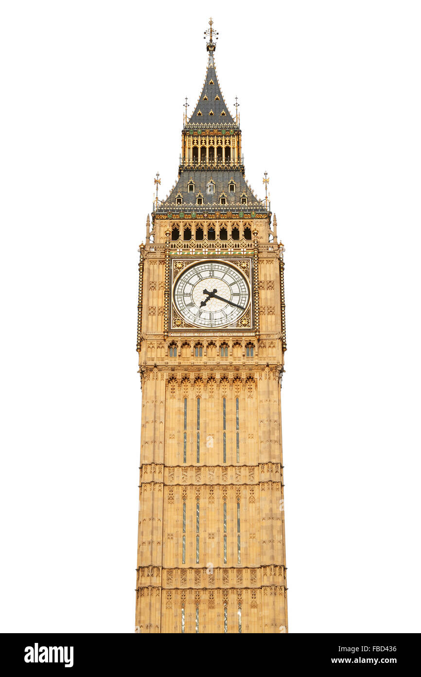 Big Ben isoliert auf weißem, Clipping-Pfad enthalten Stockfoto