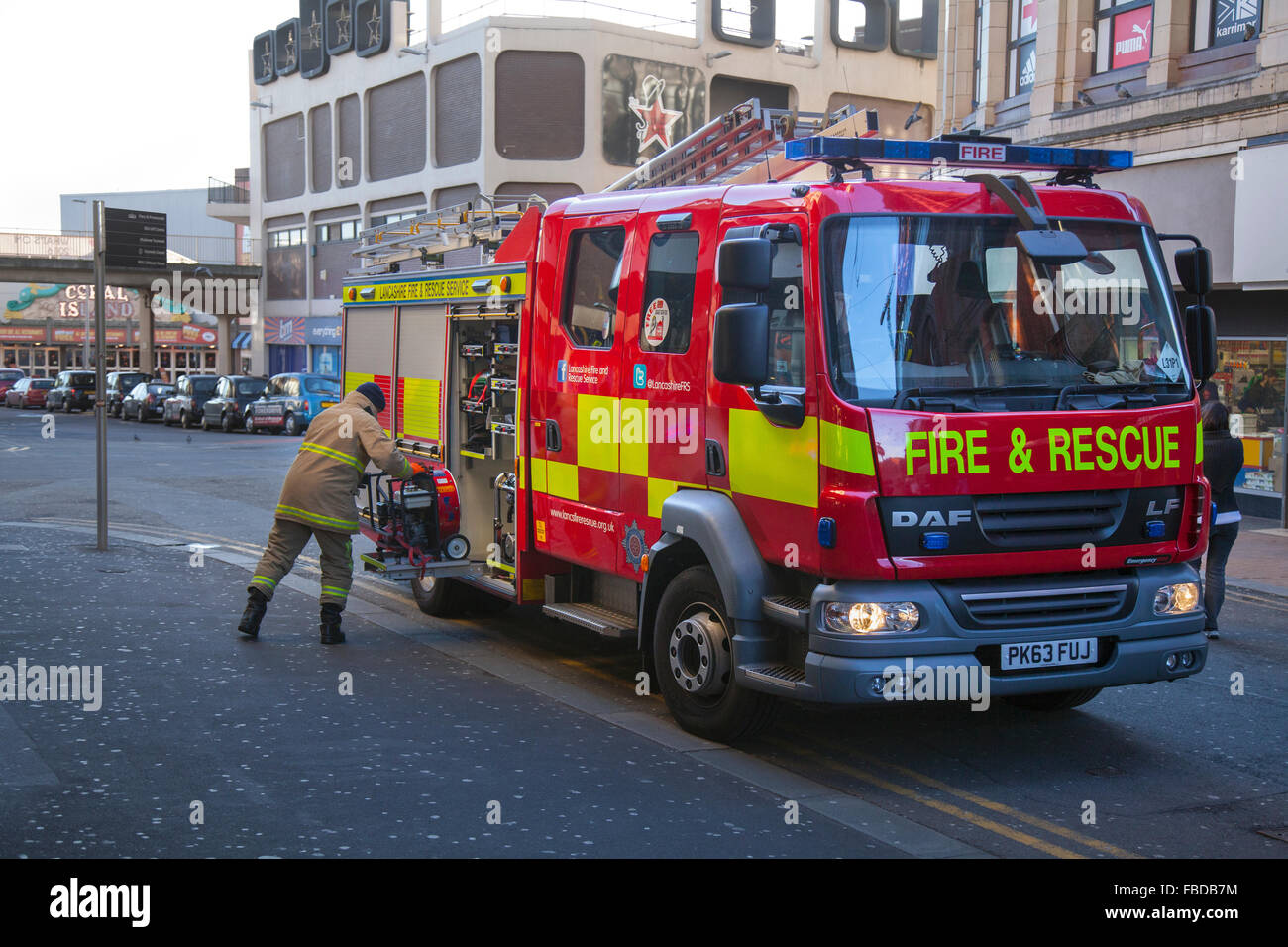 Blackpool, Lancashire, UK Fire & Rescue Emergency, Fire, Truck