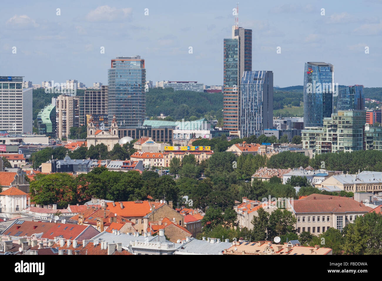 Blick auf Gedimino Prospektas und die neue Stadt, Vilnius, Litauen Stockfoto