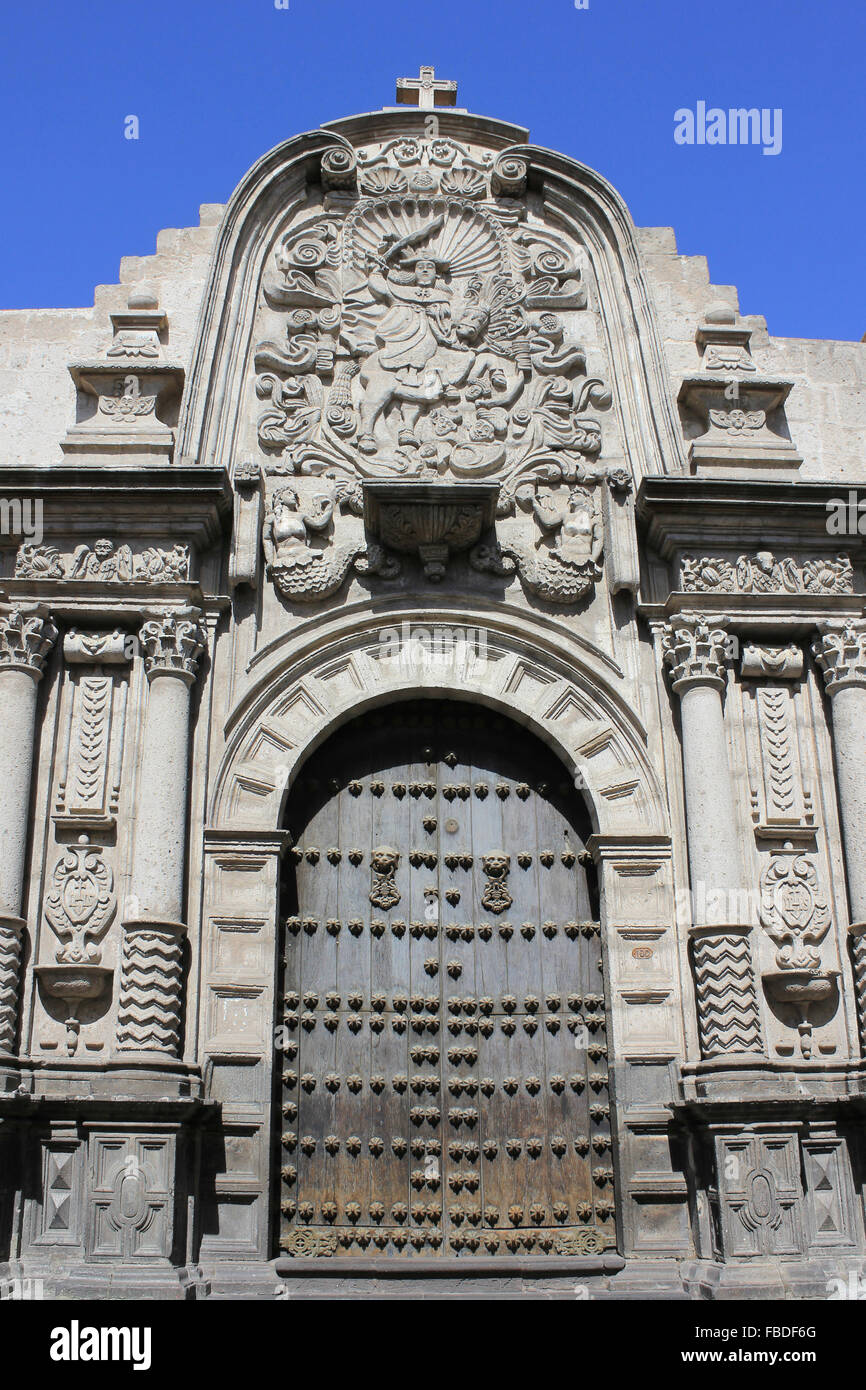 Historischen Jesuiten Kirche Iglesia De La Compania in Arequipa, Peru Stockfoto