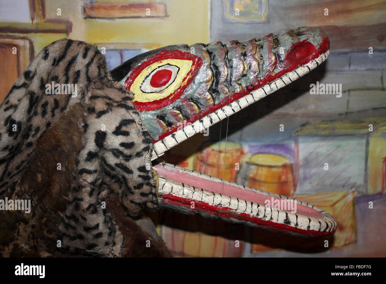 Krokodil-Marionette aus Punch & Judy Show Stockfoto