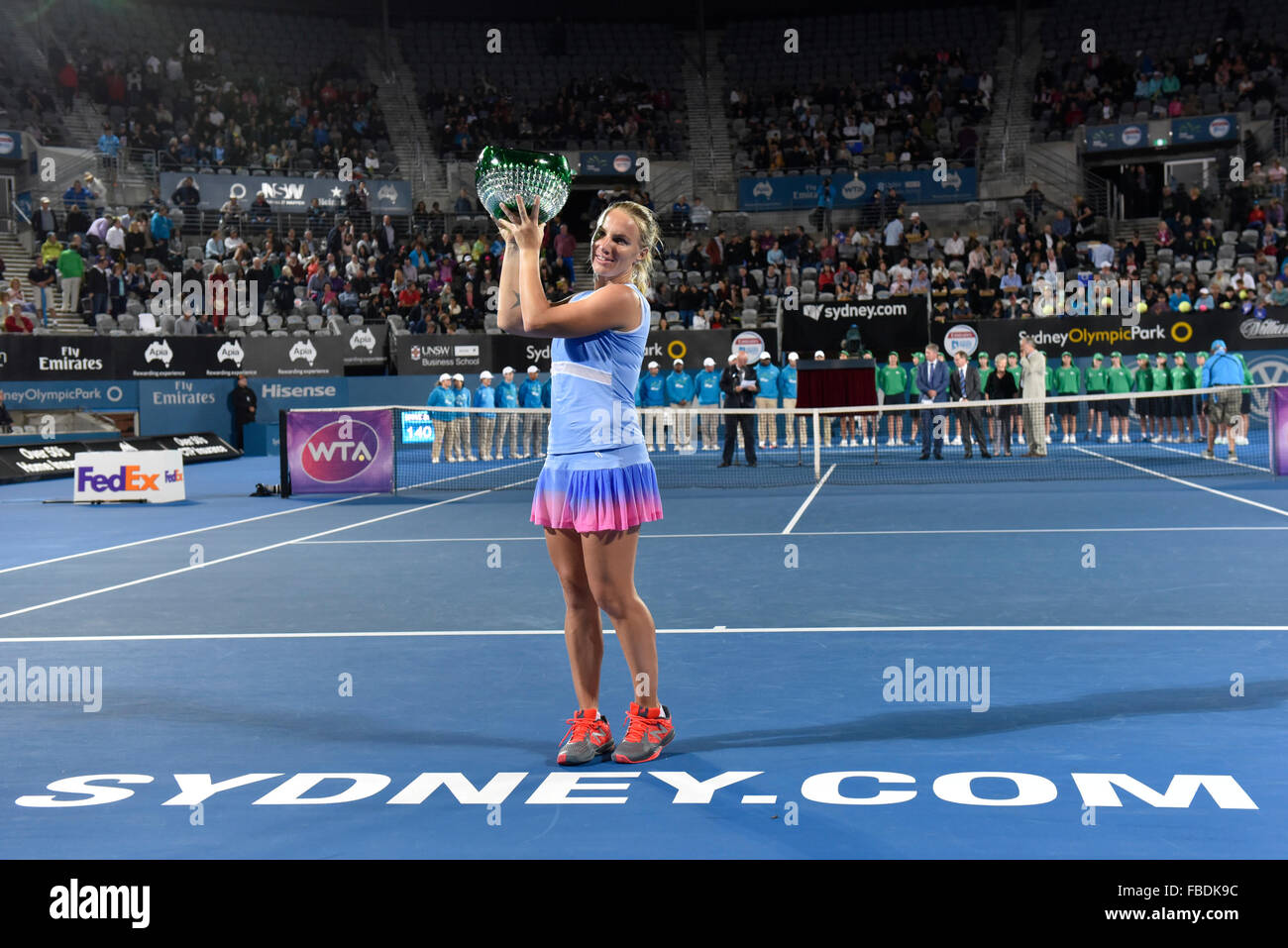 Sydney, Australien. 15. Januar 2016. Svetlana Kuznetsova gewinnt das Einzel-Finale gegen Monica Puig (PUR) an Tag 6 in Apia International Sydney. Kznetsova gewann das Finale mit 6-0, 6-2. Bildnachweis: Action Plus Sport Bilder/Alamy Live News Stockfoto