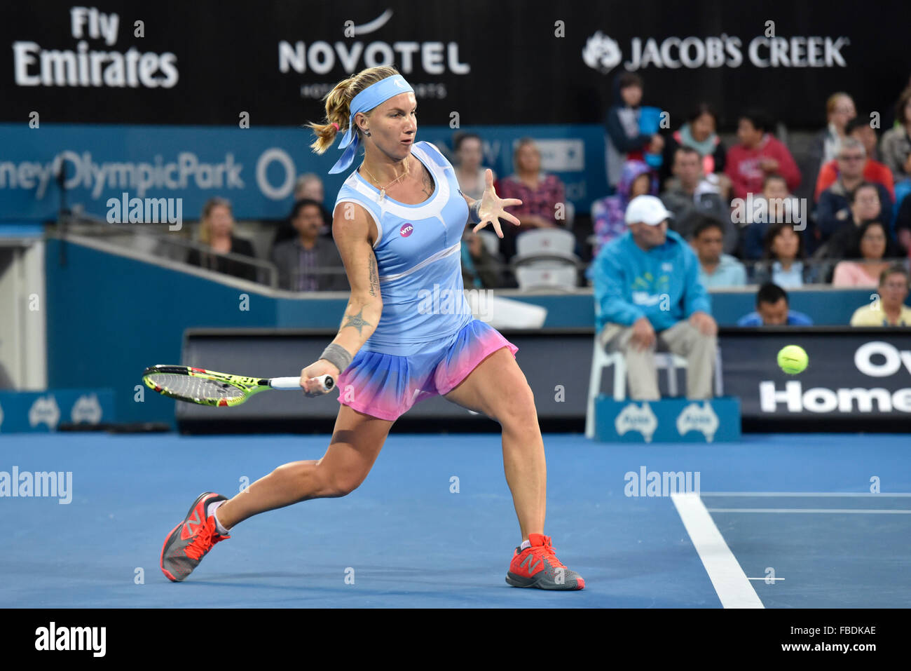 Sydney, Australien. 15. Januar 2016. Svetlana Kuznetsova in Aktion gegen Monica Puig (PUR) während ihrer Damen Einzel Finale am 6. Tag bei Apia International Sydney. Kznetsova gewann das Finale mit 6-0, 6-2. Bildnachweis: Action Plus Sport Bilder/Alamy Live News Stockfoto