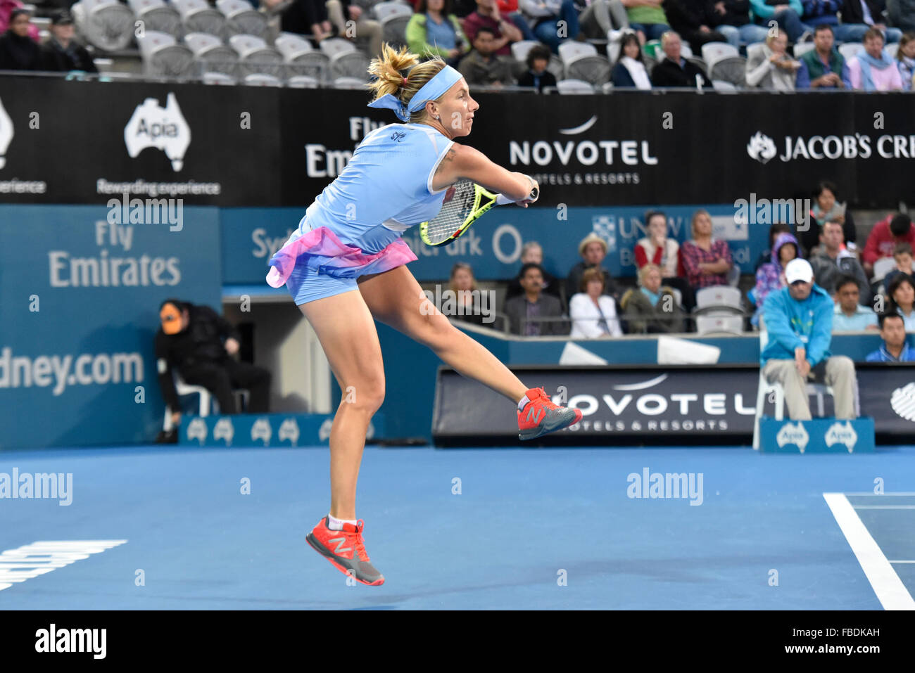 Sydney, Australien. 15. Januar 2016. Svetlana Kuznetsova in Aktion gegen Monica Puig (PUR) während ihrer Damen Einzel Finale am 6. Tag bei Apia International Sydney. Kznetsova gewann das Finale mit 6-0, 6-2. Bildnachweis: Action Plus Sport Bilder/Alamy Live News Stockfoto