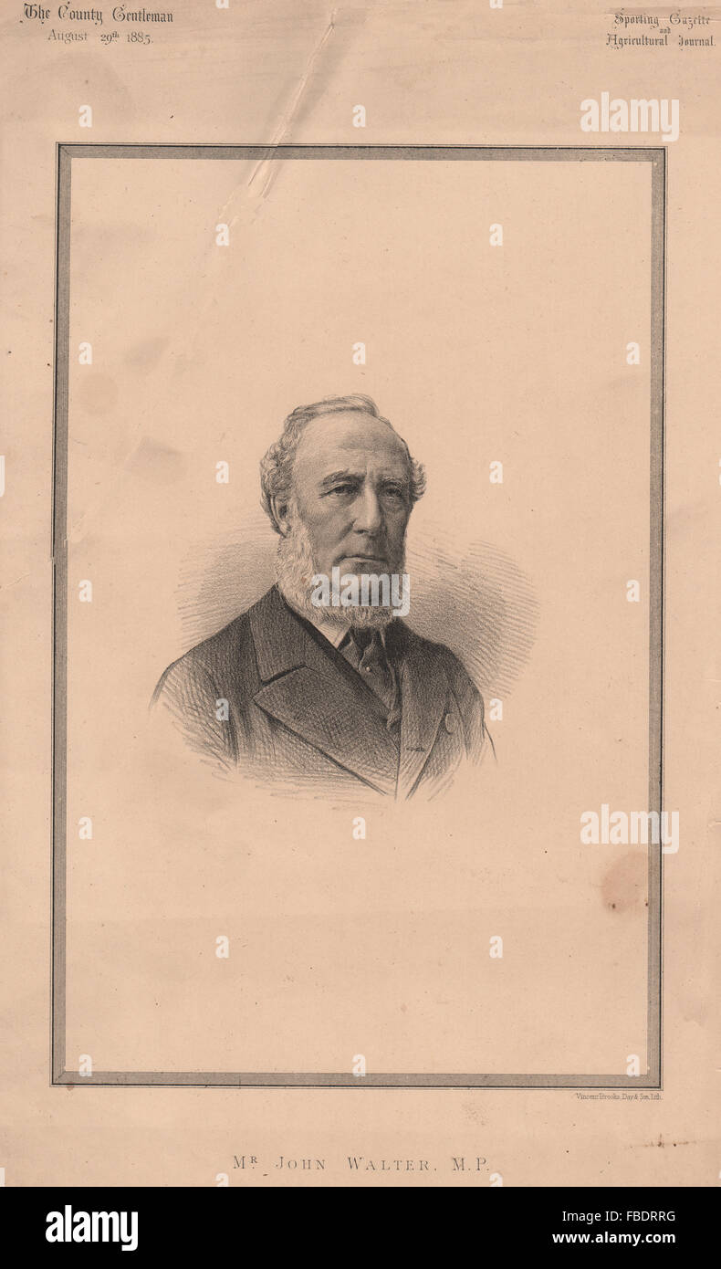 Herr John Walter, M.P, antique print 1885 Stockfoto