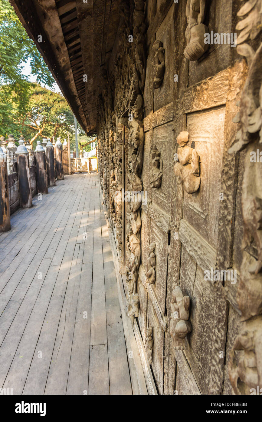 Shwenandaw Kyaung Tempel oder Golden Palace Kloster in Mandalay, Myanmar Stockfoto