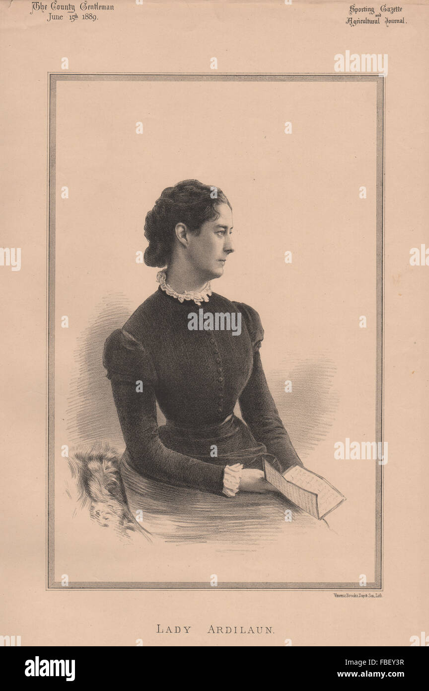 Lady Ardilaun, antique print 1889 Stockfoto