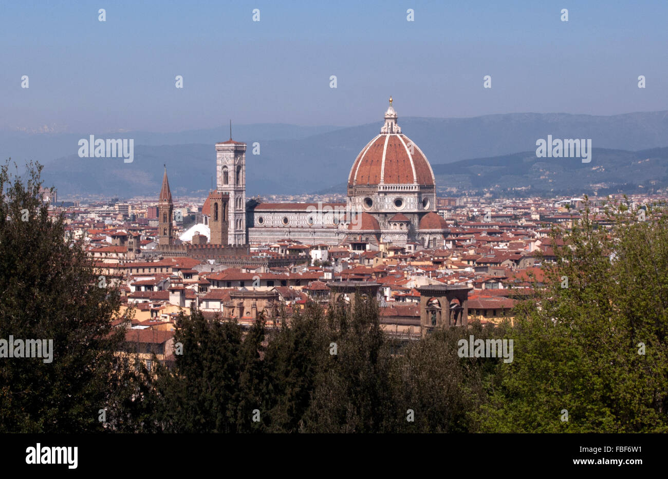 Kathedrale von Florenz von Piazzale Michelangelo Stockfoto