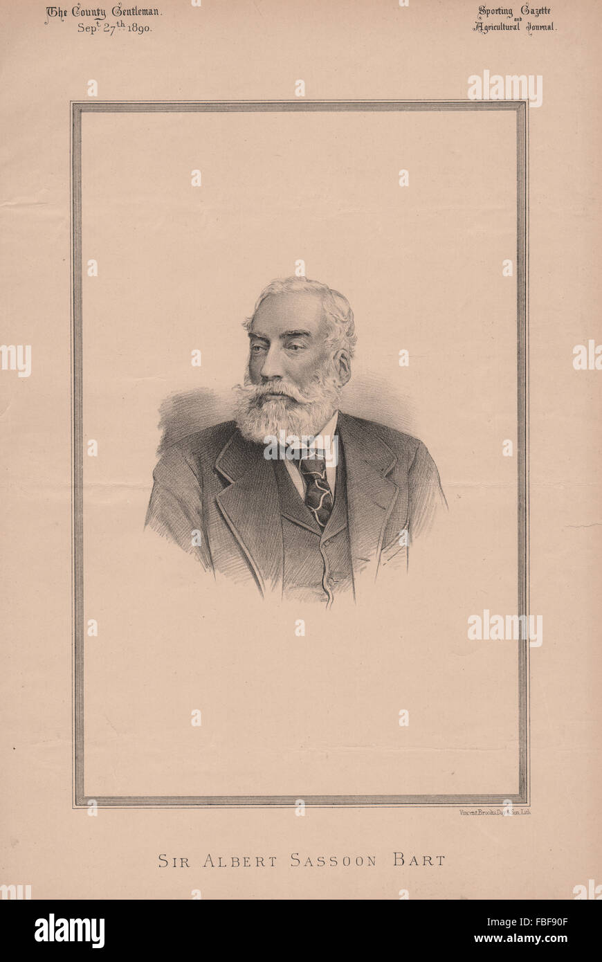 Sir Albert Sassoon Bart, antique print 1890 Stockfoto
