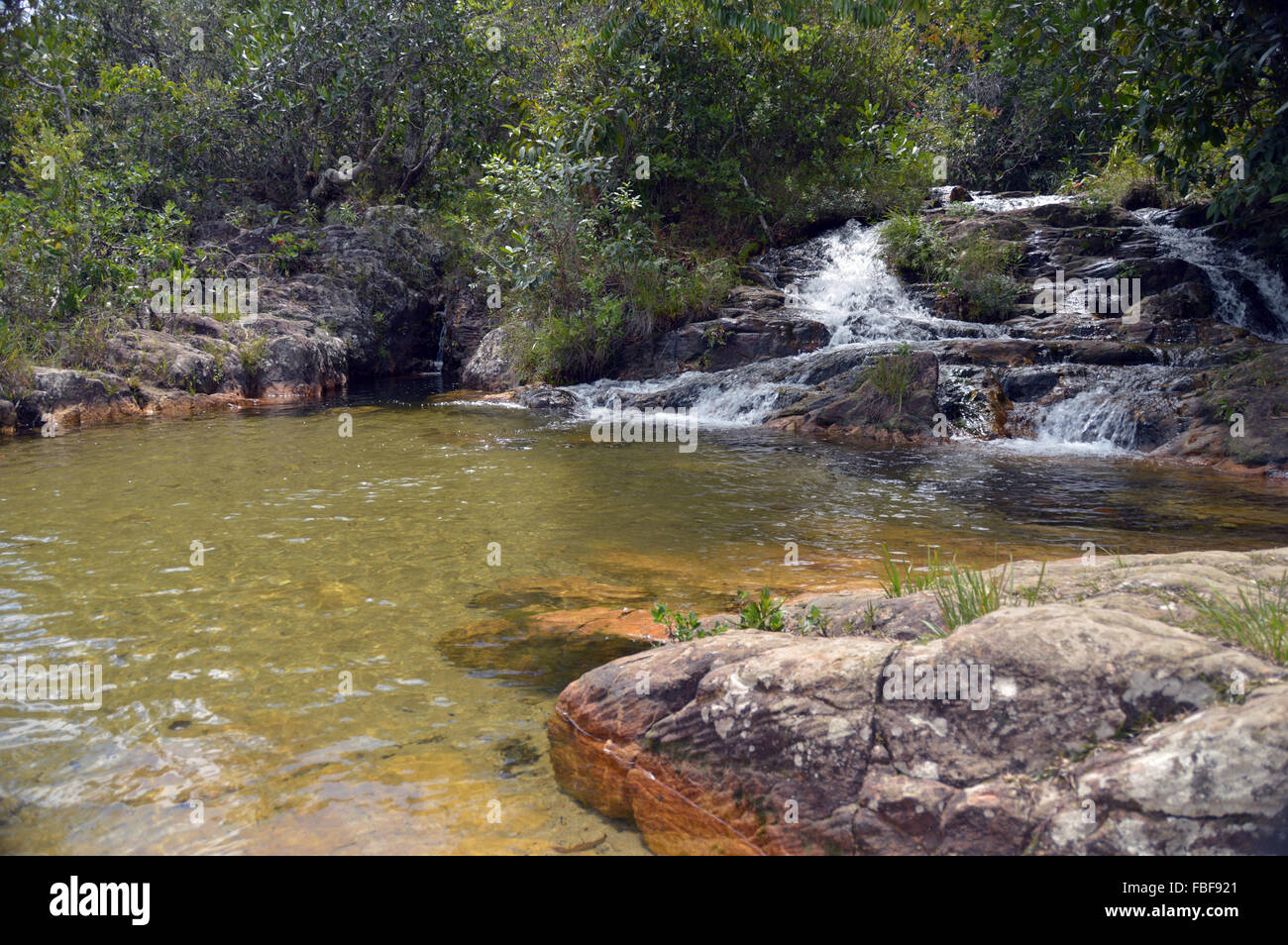 Wasserfall bei Alto Paraiso de Goias Chapada Dos Veadeiros Staat Goias, Brasilien Stockfoto