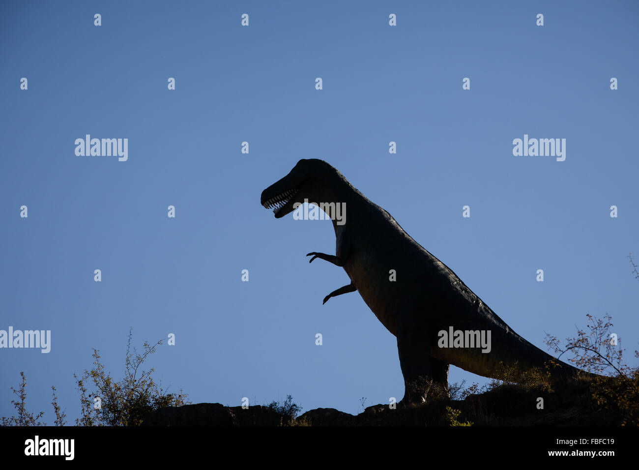 10.03.15 Modell Tyrannosaurus Rex, Enciso, auf Route des GR93-Fernwanderwegs, La Rioja, Spanien Stockfoto