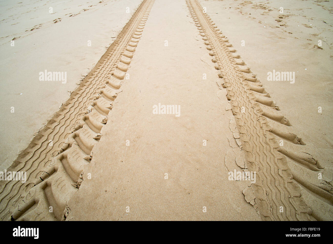 Reifenspuren im Sand, Wüste, Strand Stockfoto