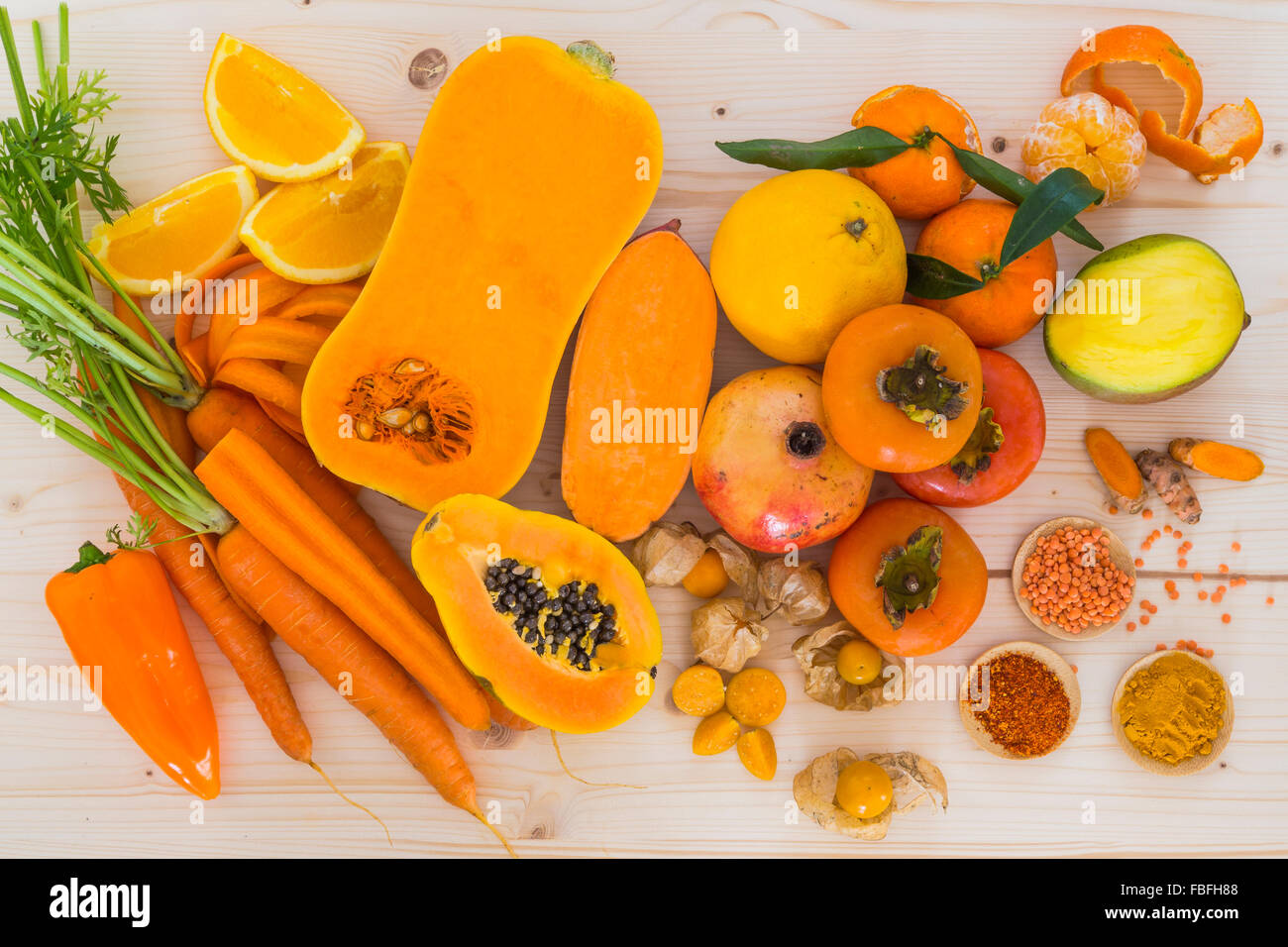 Orange Gemüse und Obst Stockfoto