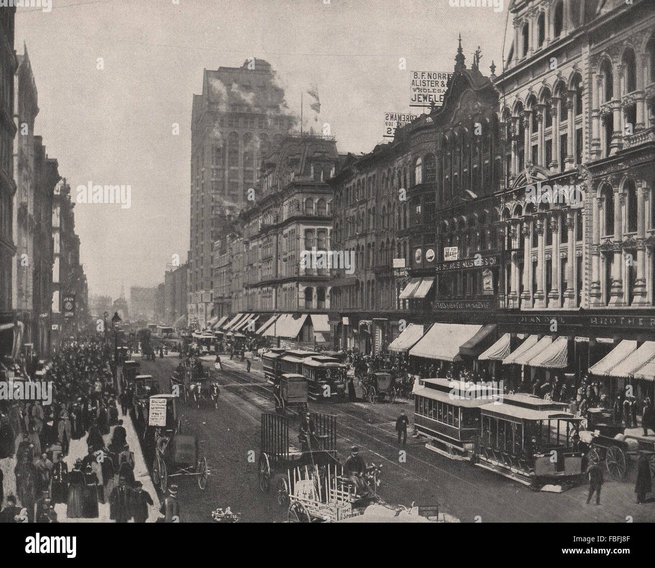 State Street, Chicago, Illinois, antique print 1895 Stockfoto