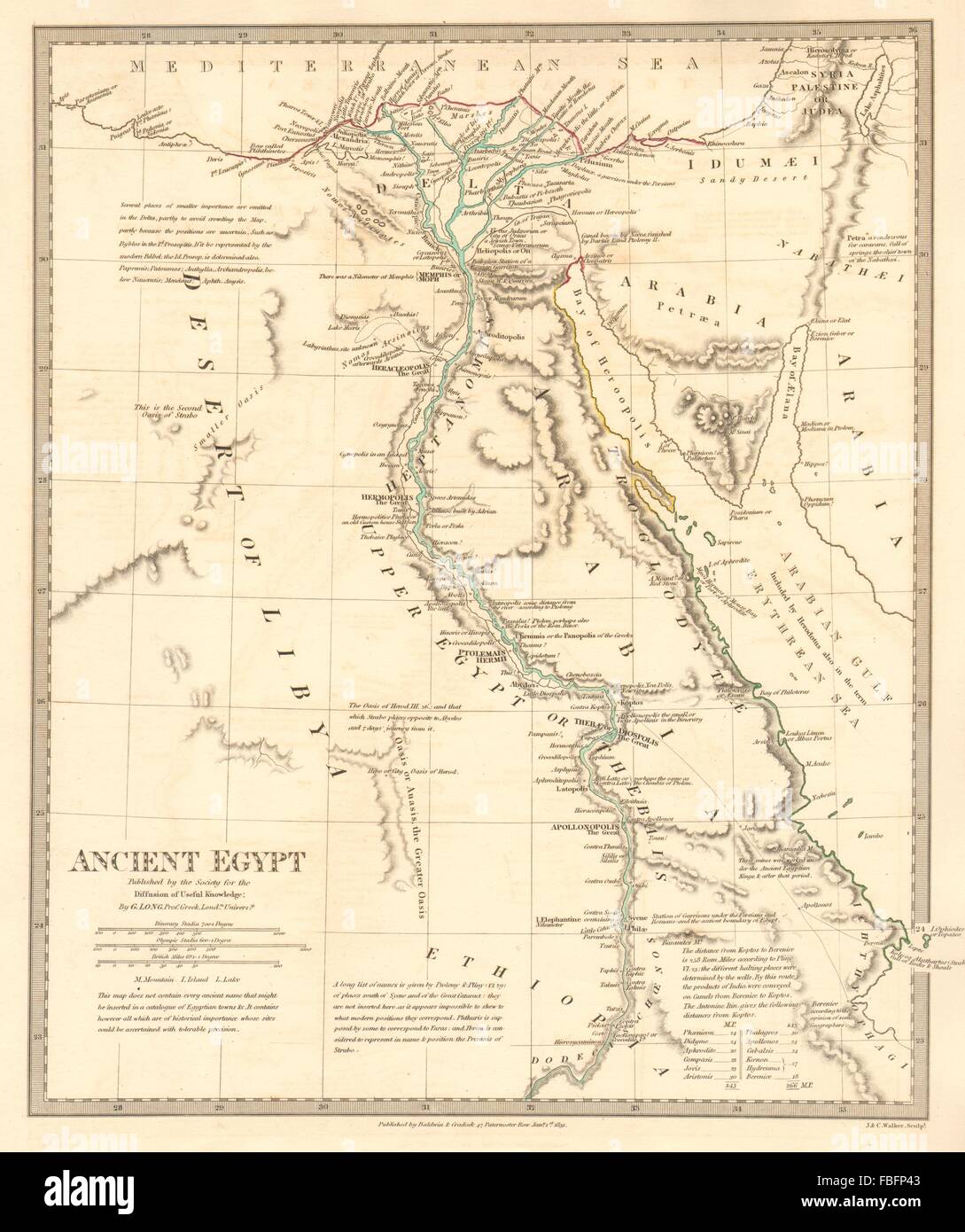 Das alte Ägypten: Niltal. Originalfarbe Umriss. SDUK, 1848 Antike