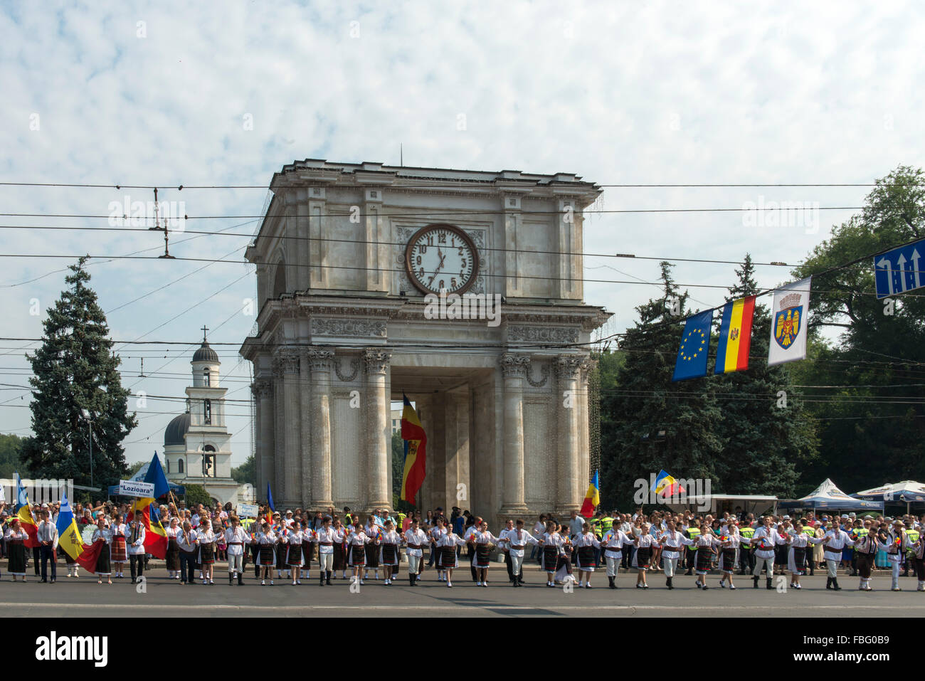 Independence Day Parade, Arcul de Triumf, Piata Marii Adunari Nationale, Chisinau Stockfoto