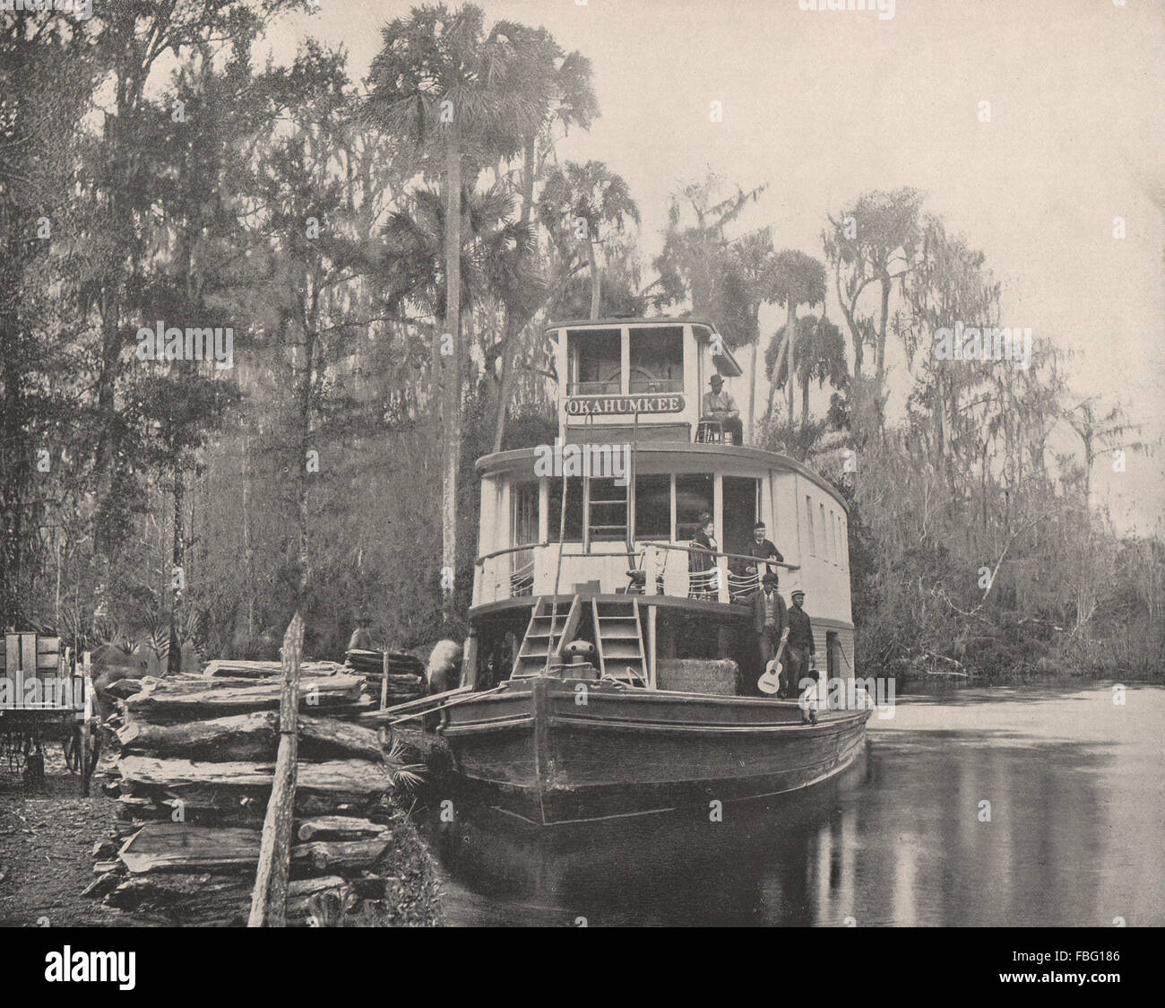 Okahumkee-Bootstour auf dem Ocklawaha-River, Florida. Passagiere, drucken 1895 Stockfoto