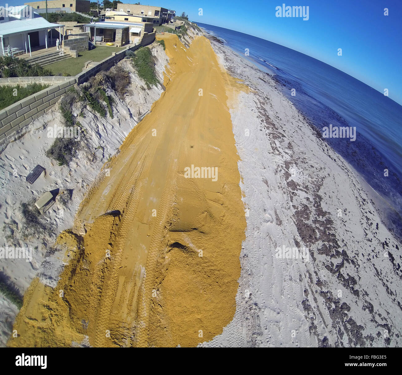 Küsten Befestigung gegen Strand Erosion und Meeresspiegel steigen, Seabird, nördlich von Perth, Westaustralien Stockfoto