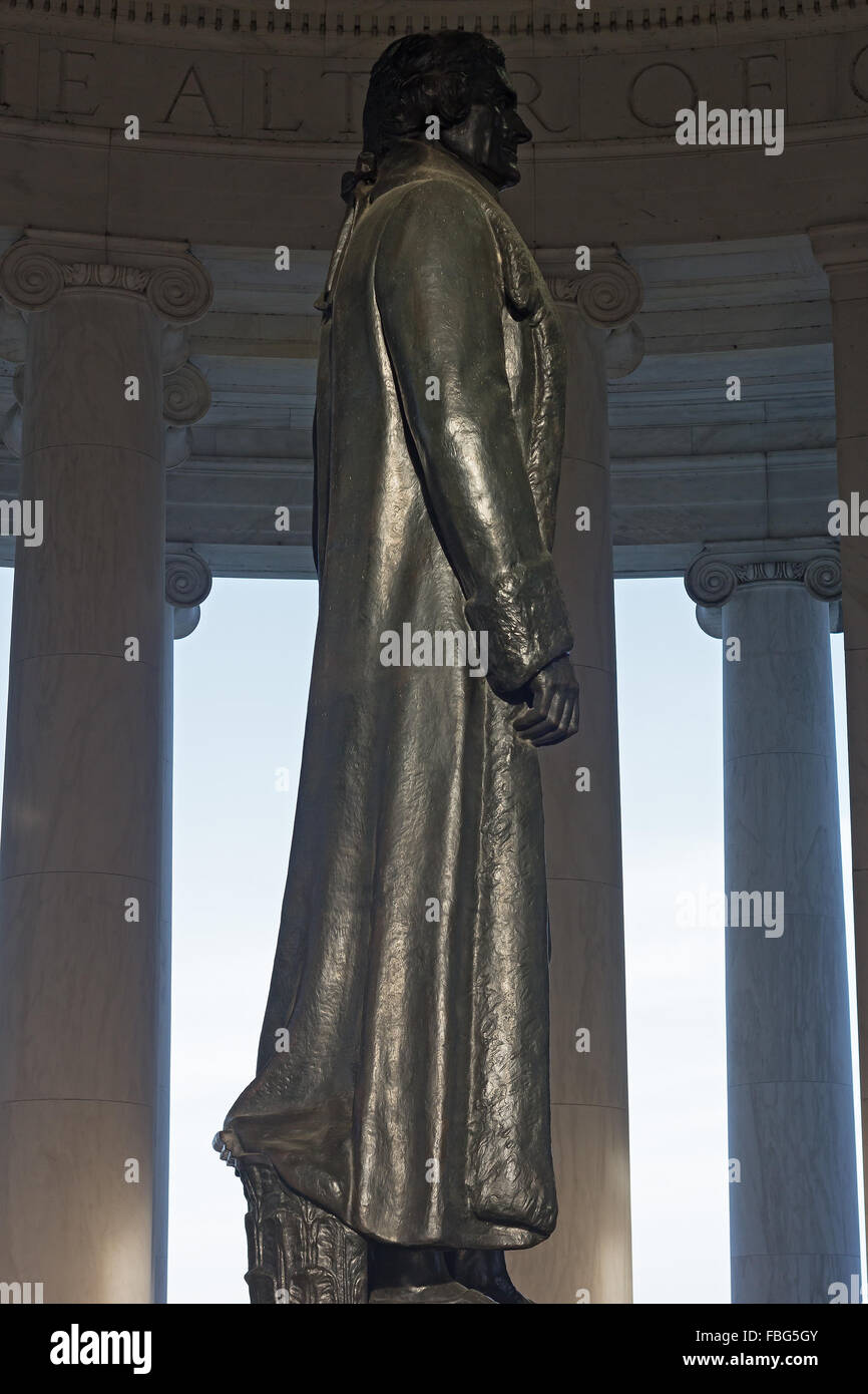 Thomas Jefferson Statue innen sein Denkmal in Washington DC, USA. Stockfoto