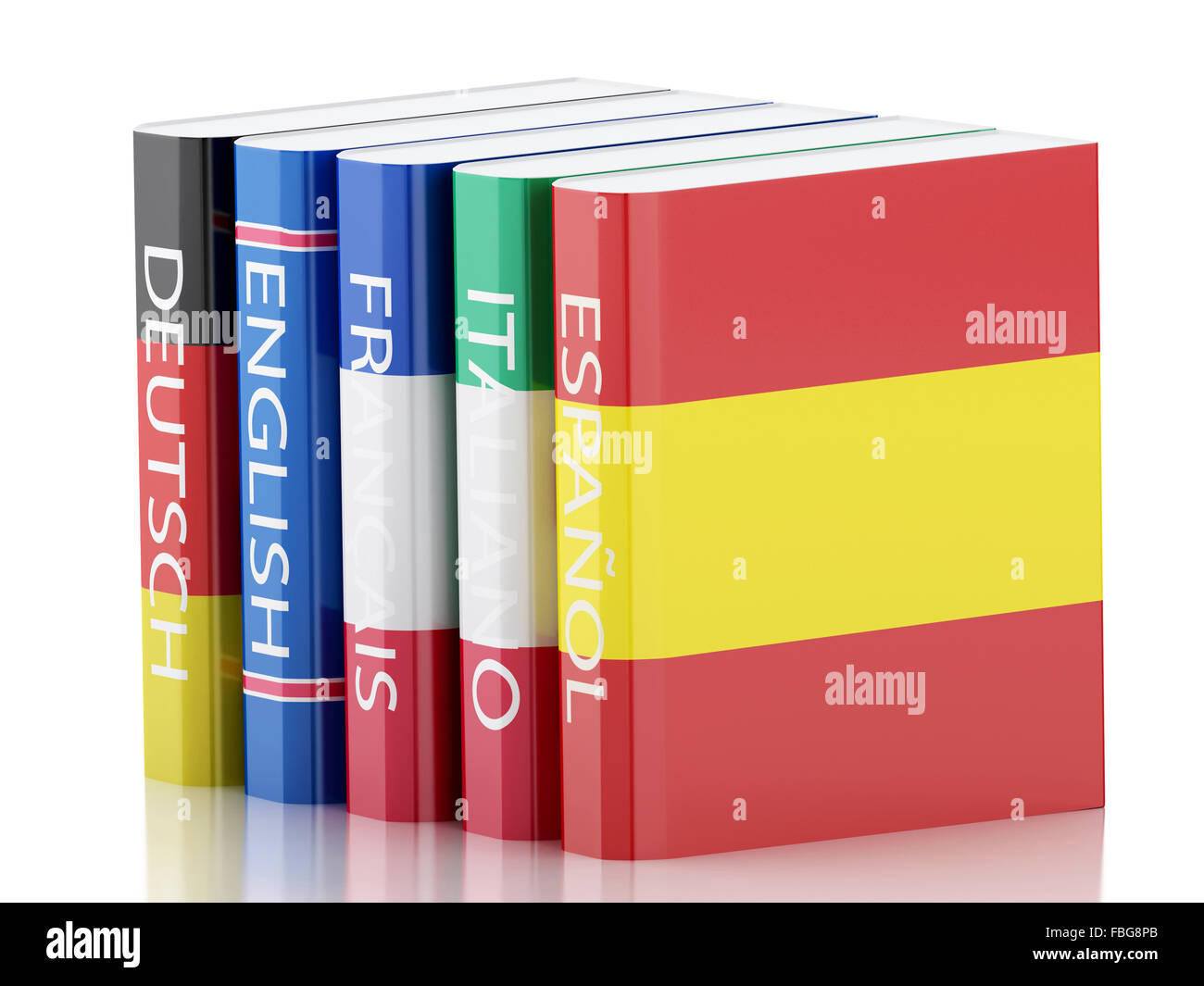 3D Renderer Abbildung. Stapel von Wörterbüchern. Sprache lernen und übersetzen, Bildungskonzept. Isolierten weißen Hintergrund Stockfoto