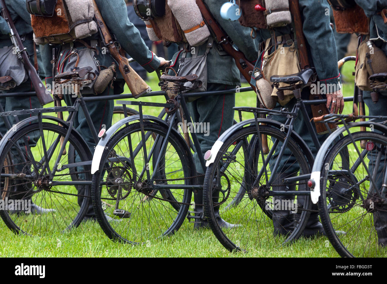 Mobilen preußischen Soldaten mit ihren Fahrrädern, Tschechische Republik Stockfoto