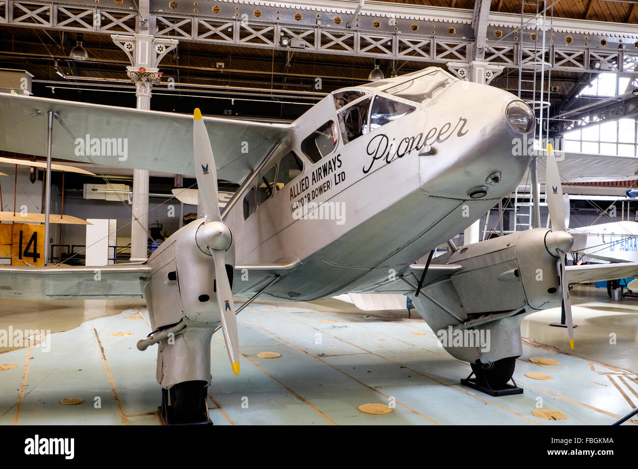 Pionier der Flugzeuge, Allied Airways (Gandar-Dower) Ltd, in Luft- und Raumfahrt Galerie, Museum für Wissenschaft und Industrie (MOSI), Manchester Stockfoto