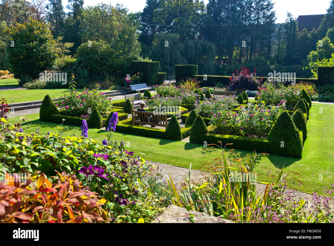 Die Parterre-Gartens in Kilver Court Gardens, Shepton Mallet, Somerset, England, UK Stockfoto