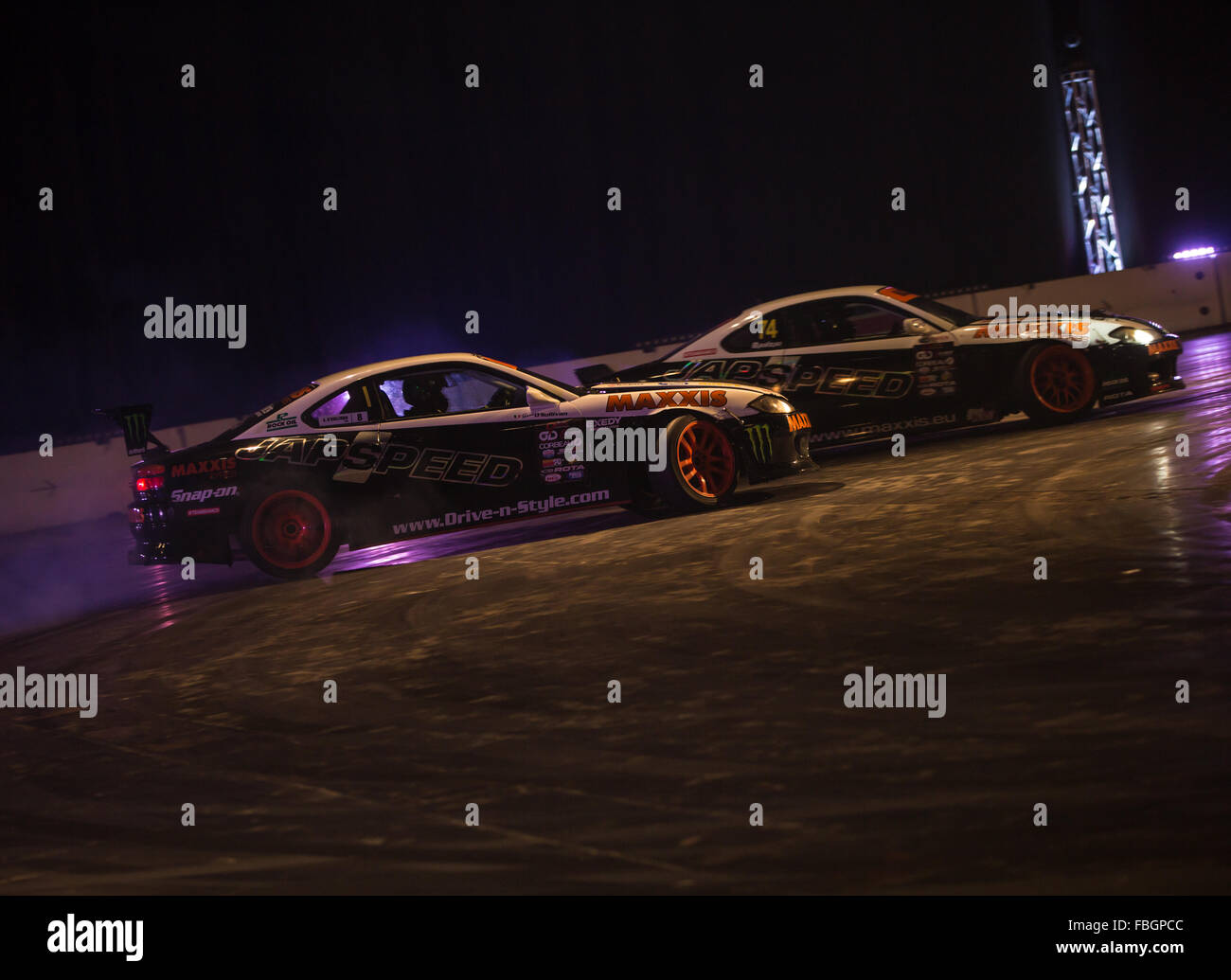 Birmingham, Vereinigtes Königreich. 16. Januar 2016. Japspeed driften team unterhalten die Massen in das Live Action Arena Credit: Steven Reh/Alamy Live News Stockfoto