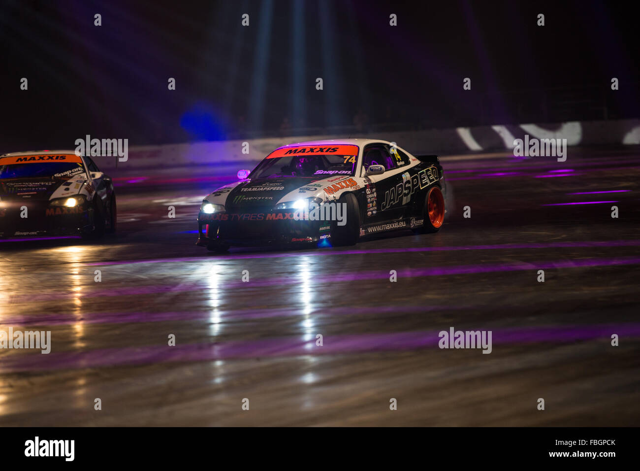 Birmingham, Vereinigtes Königreich. 16. Januar 2016. Japspeed driften team unterhalten die Massen in das Live Action Arena Credit: Steven Reh/Alamy Live News Stockfoto