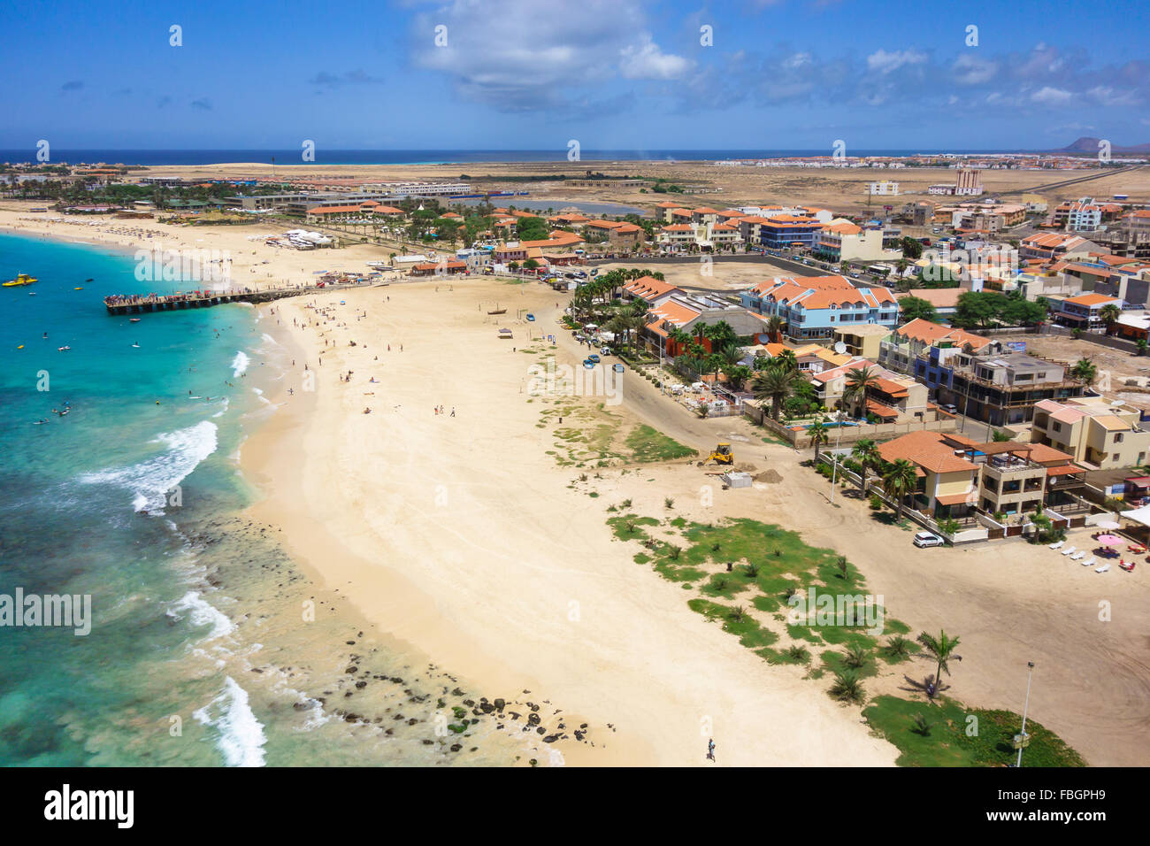 Luftaufnahme von Santa Maria Beach in Insel Sal Kapverden - Cabo Verde Stockfoto