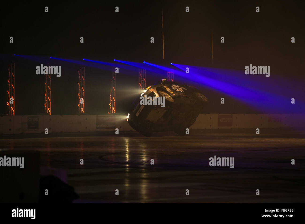 Birmingham, UK, 16. Januar 2016. Terry Grant Stuntfahrer Fähigkeiten Display auf der Autosport International im NEC in Birmingham UK Credit: Steven Reh/Alamy Live News Stockfoto