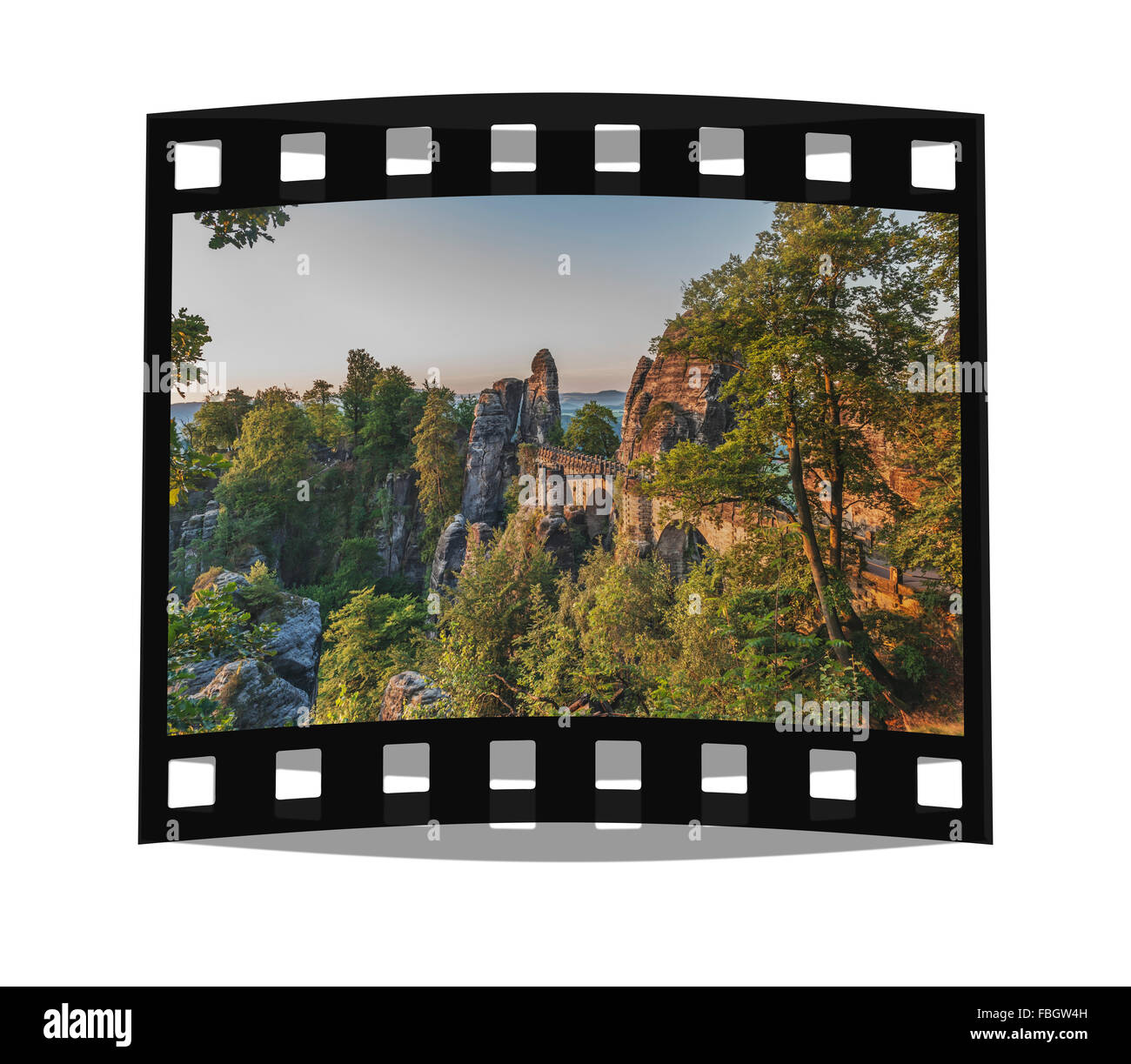Rock-Formation Bastei (Bastei) und Bastion Brücke, Lohmen, Sächsische Schweiz in der Nähe von Dresden, Sachsen, Deutschland, Europa Stockfoto