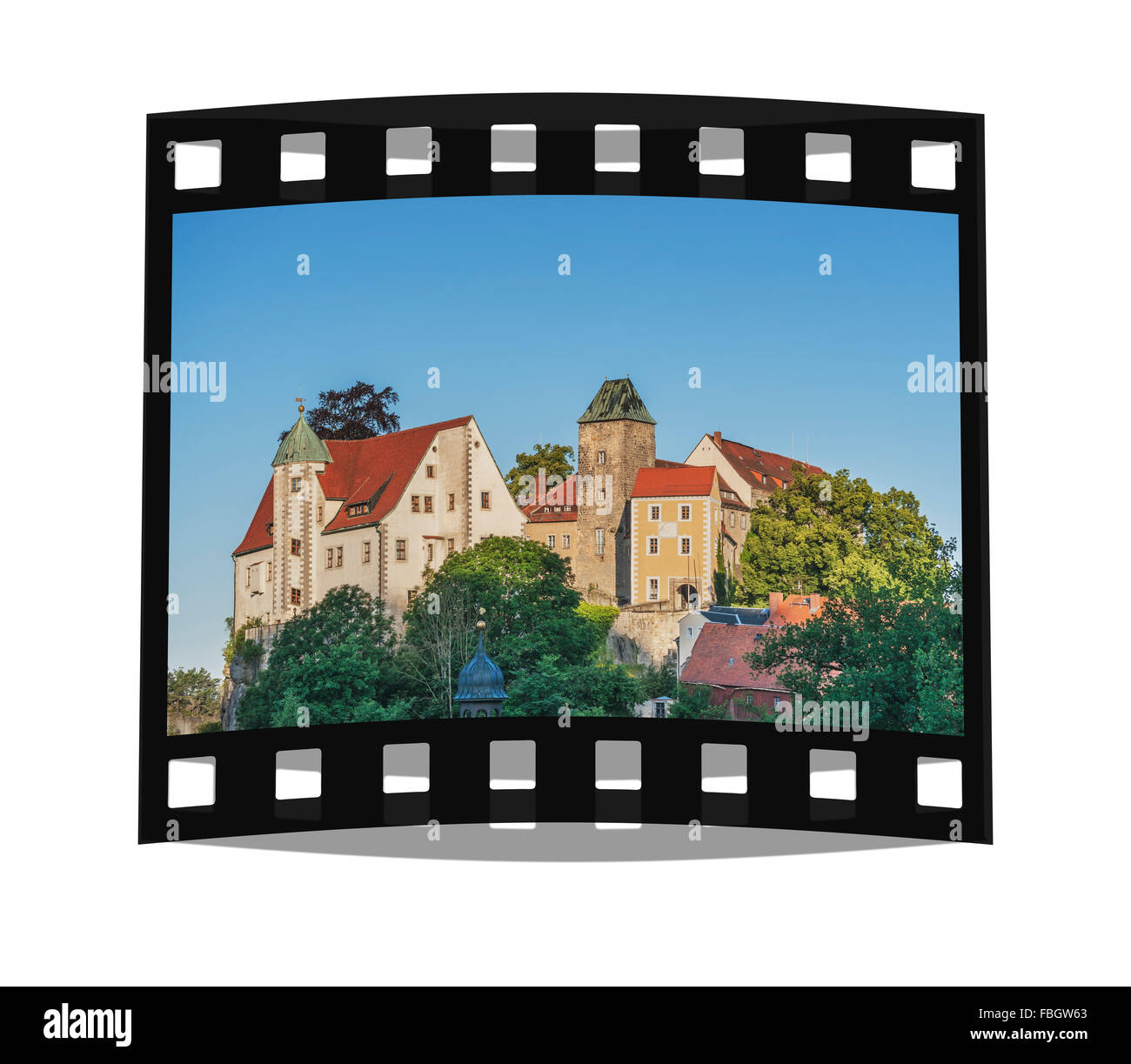 Burg Hohnstein ist eine Felsenburg im Nationalpark Sächsische Schweiz, Hohnstein, Sachsen, Deutschland, Europa Stockfoto