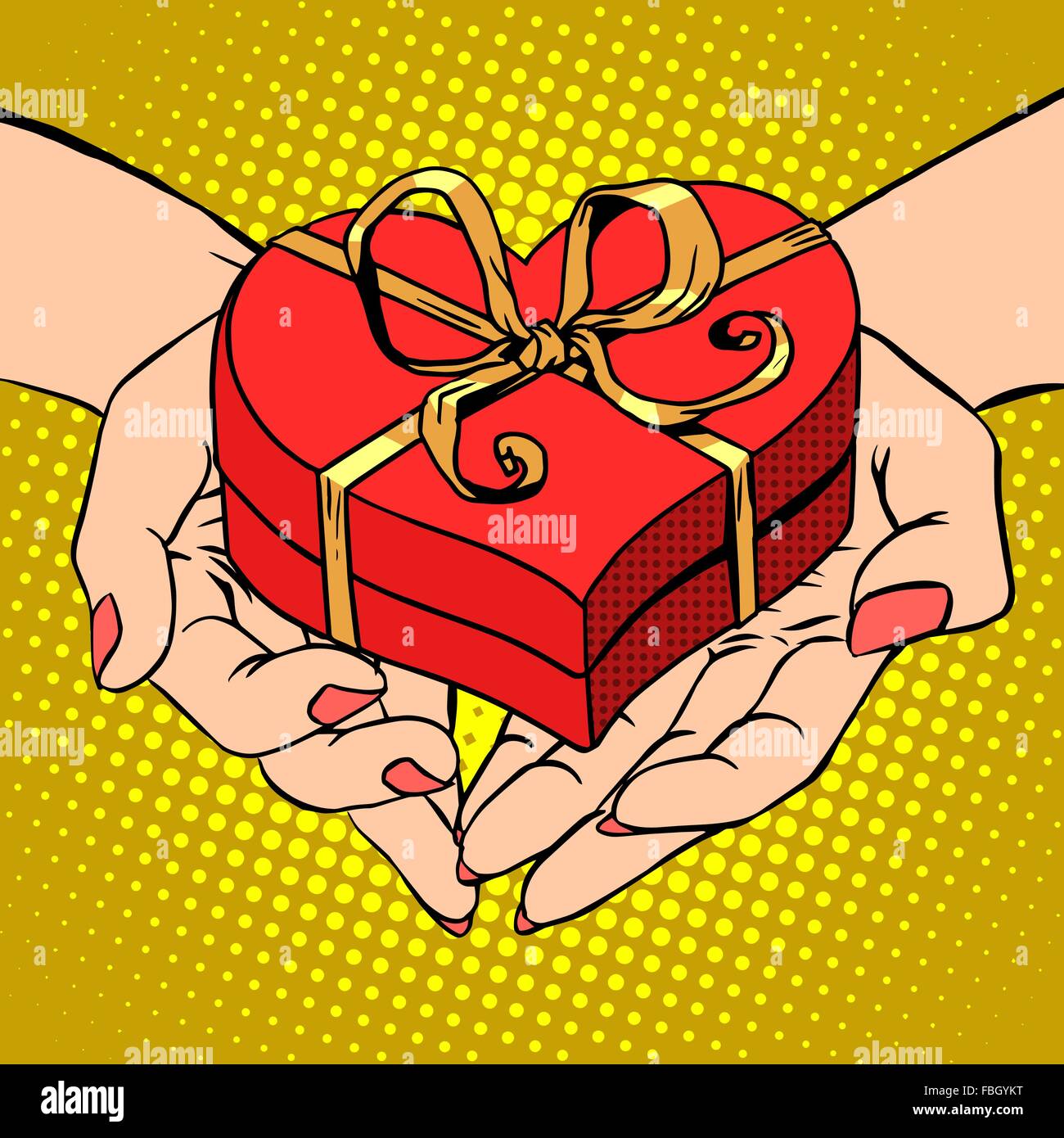 Frau Palm Form rotes Herz Geschenkkarton Valentinstag Stock Vektor