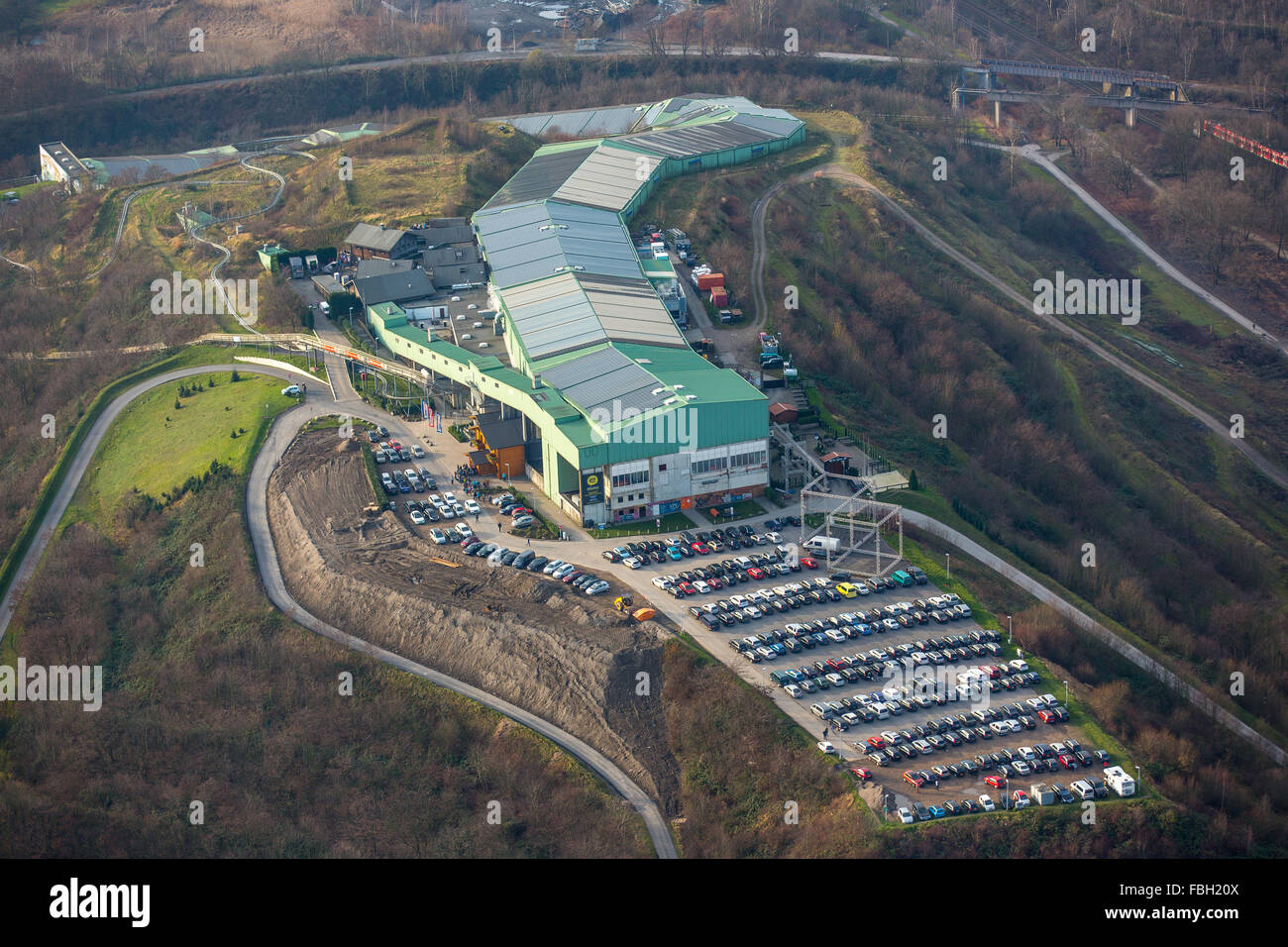 Luftbild, Skizentrum, Alpincenter Bottrop, Halde Prosper, Bergehalde, Sommerskifahren, Bottrop, Ruhr, Nordrhein-Westfalen, Stockfoto