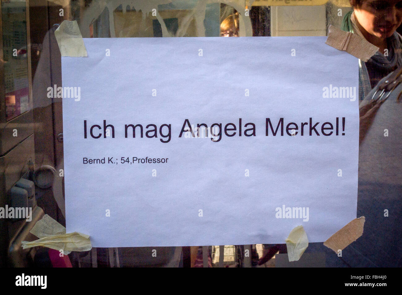 Politisches Plakat zur Unterstützung von Angela Merkel. Stockfoto